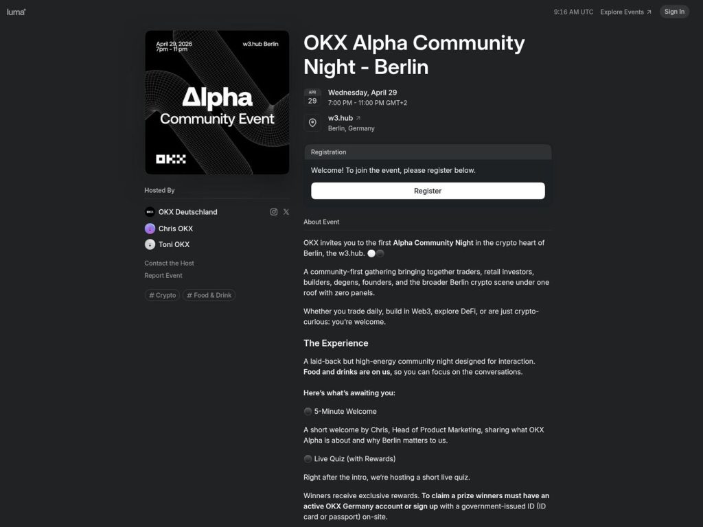OKX Alpha Community Night - Berlin website