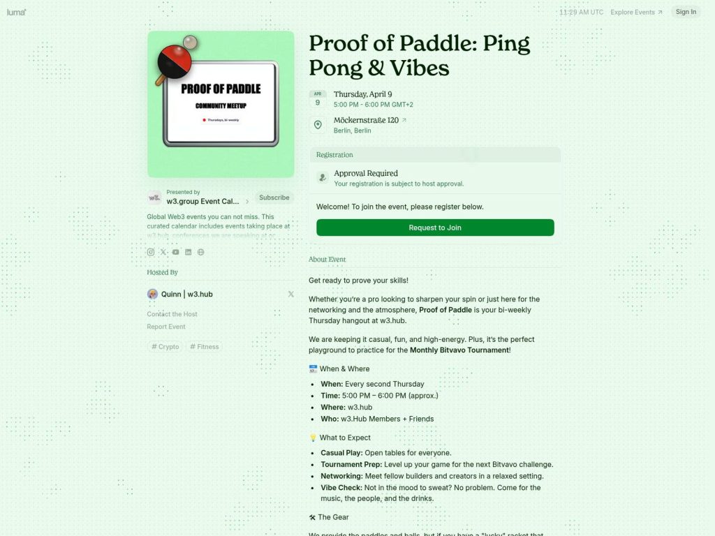 Proof of Paddle: Ping Pong & Vibes website