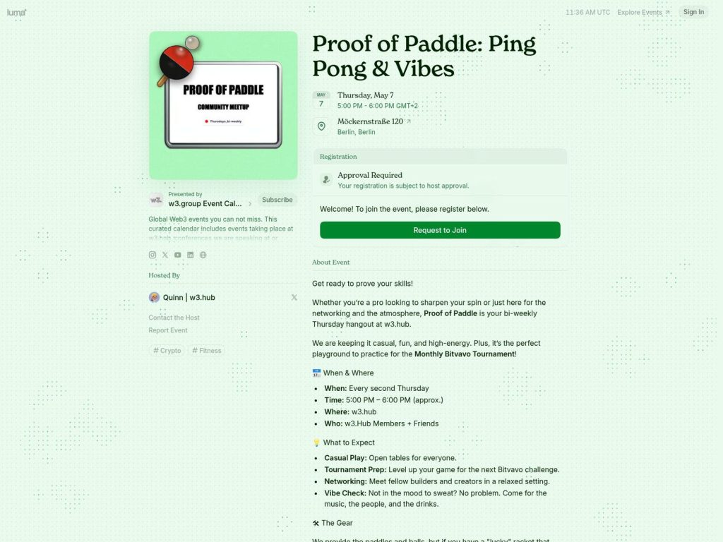 Proof of Paddle: Ping Pong & Vibes website