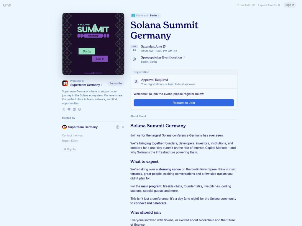 Solana Summit Germany website