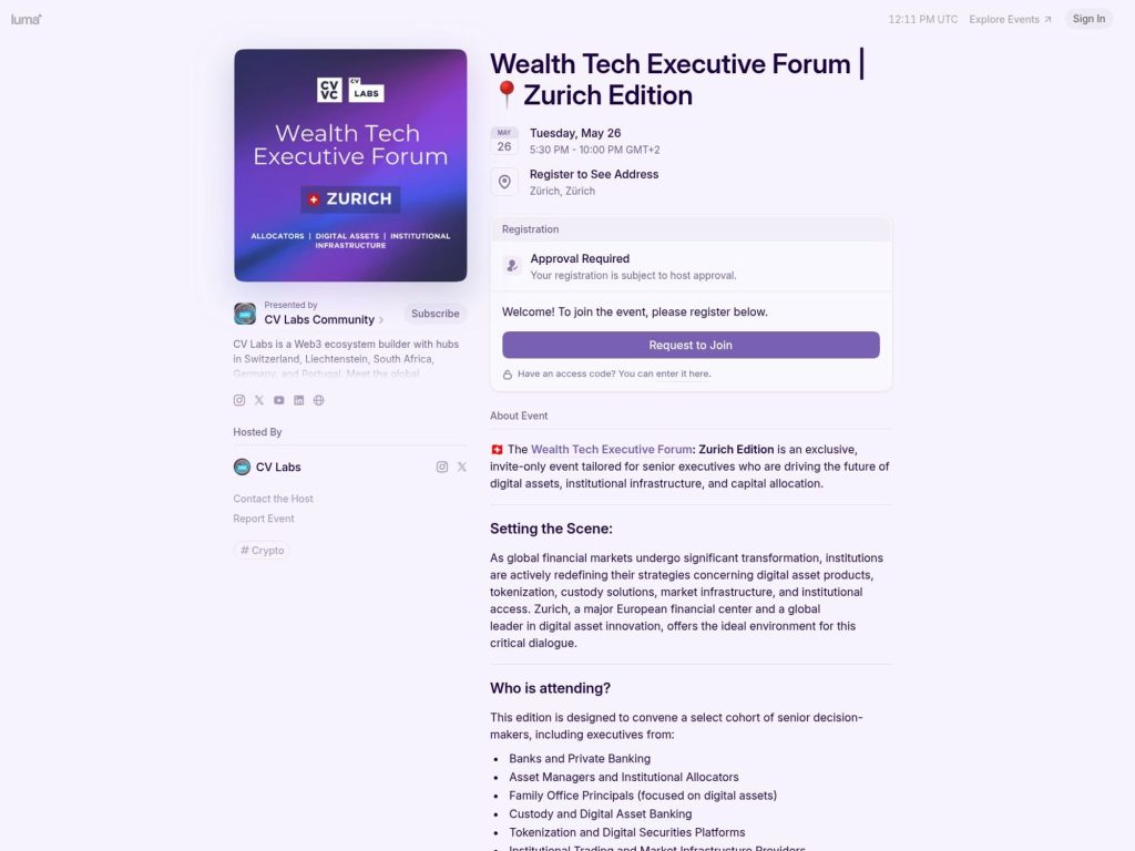 Wealth Tech Executive Forum | Zurich Edition website