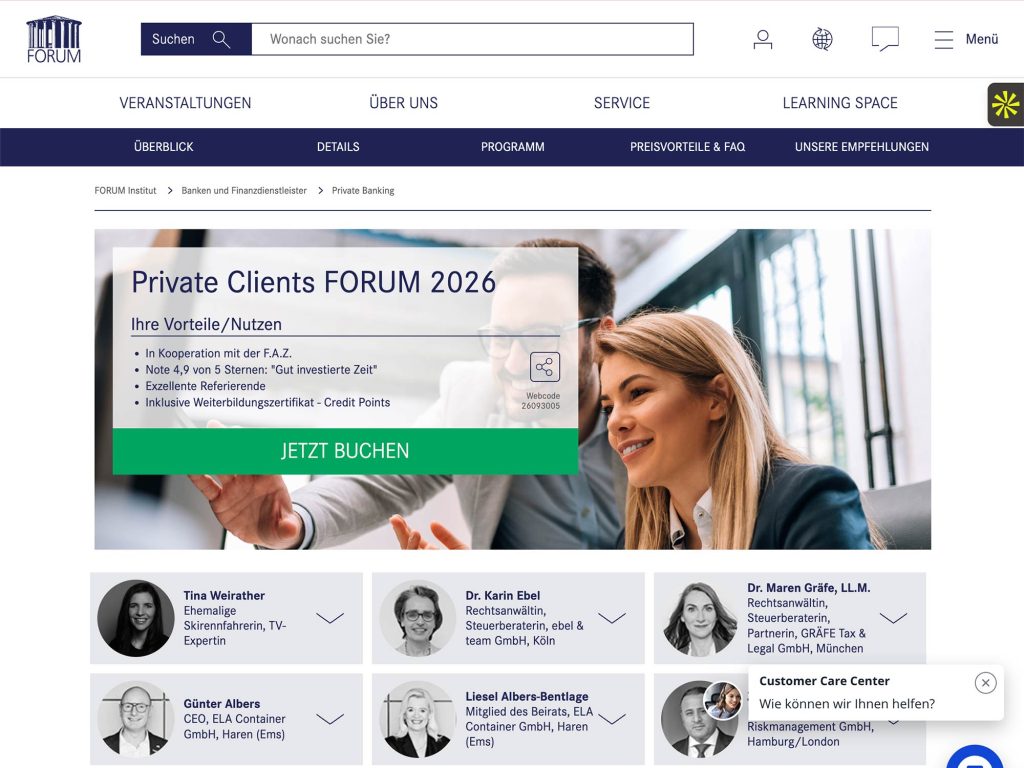 Private Clients FORUM 2026 website