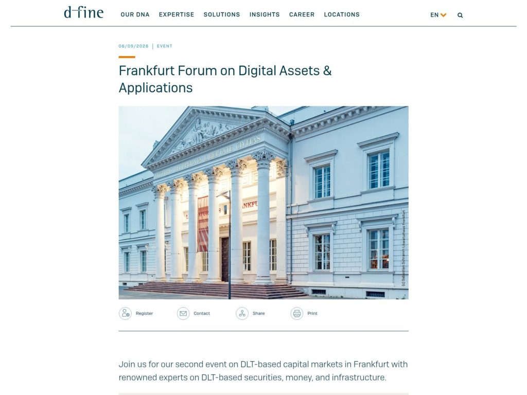Frankfurt Forum on Digital Assets & Applications website