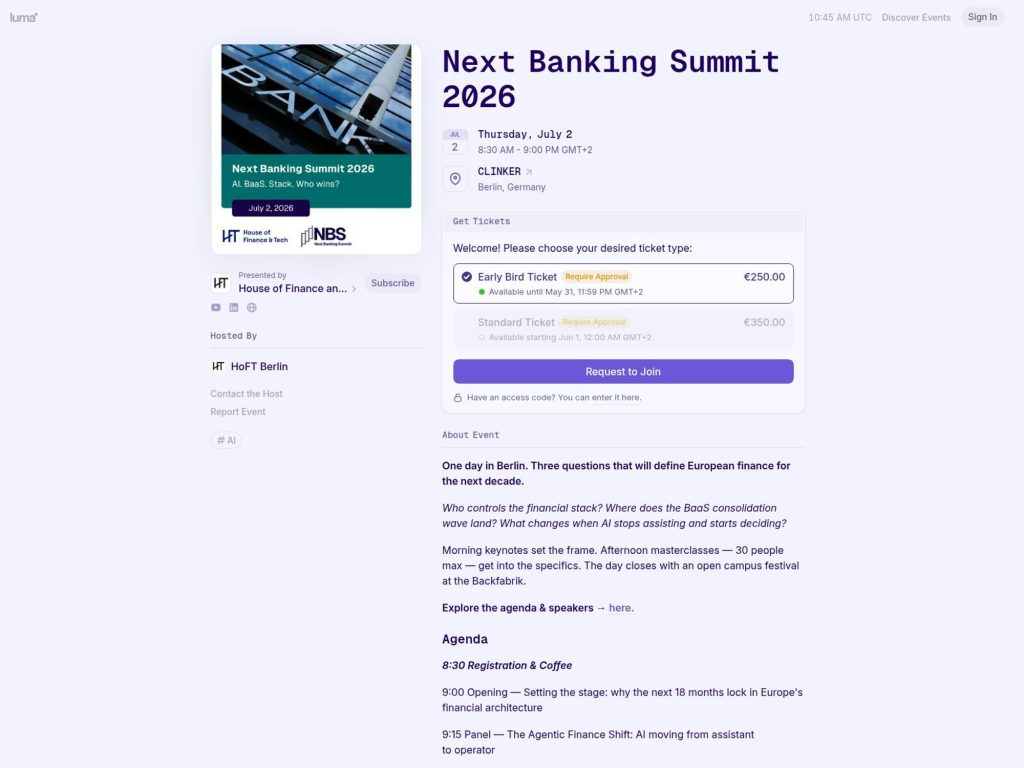 Next Banking Summit 2026 website