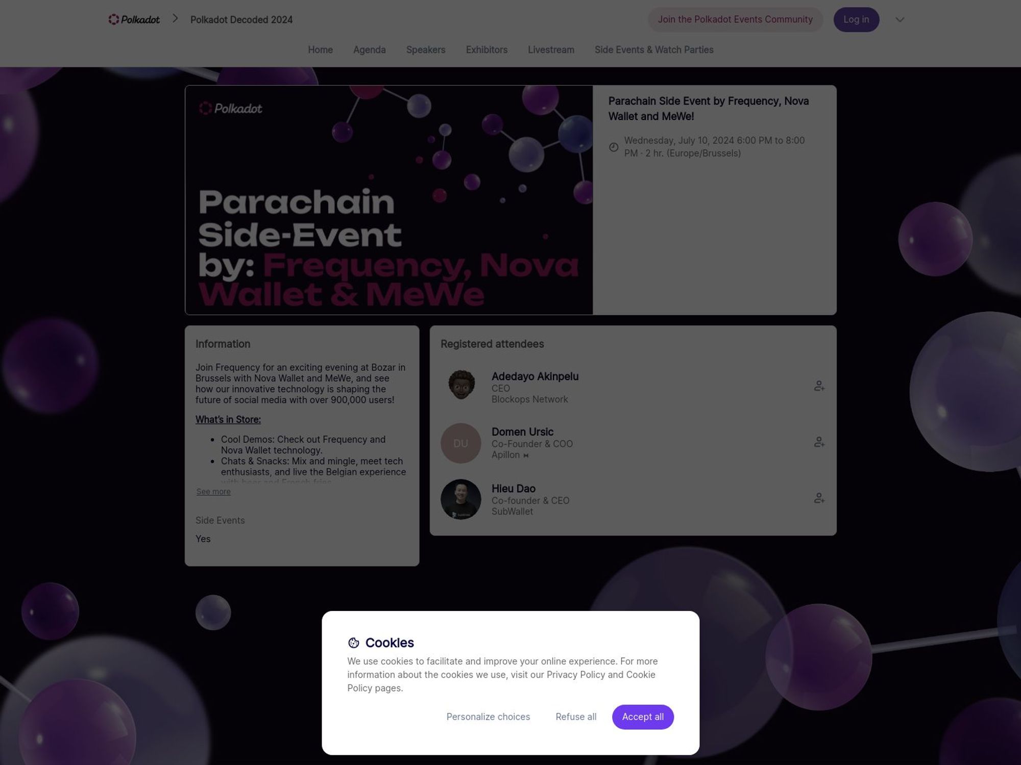 Parachain Side Event by Frequency, Nova Wallet and MeWe! screenshot