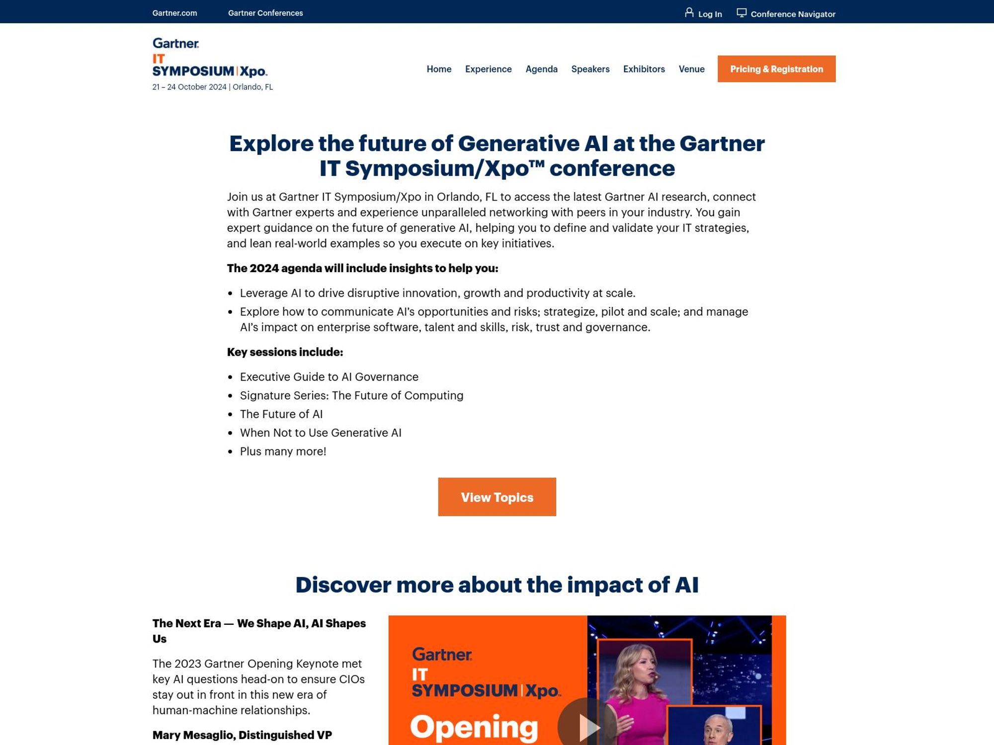 Generative AI Gartner IT Symposium/Xpo screenshot