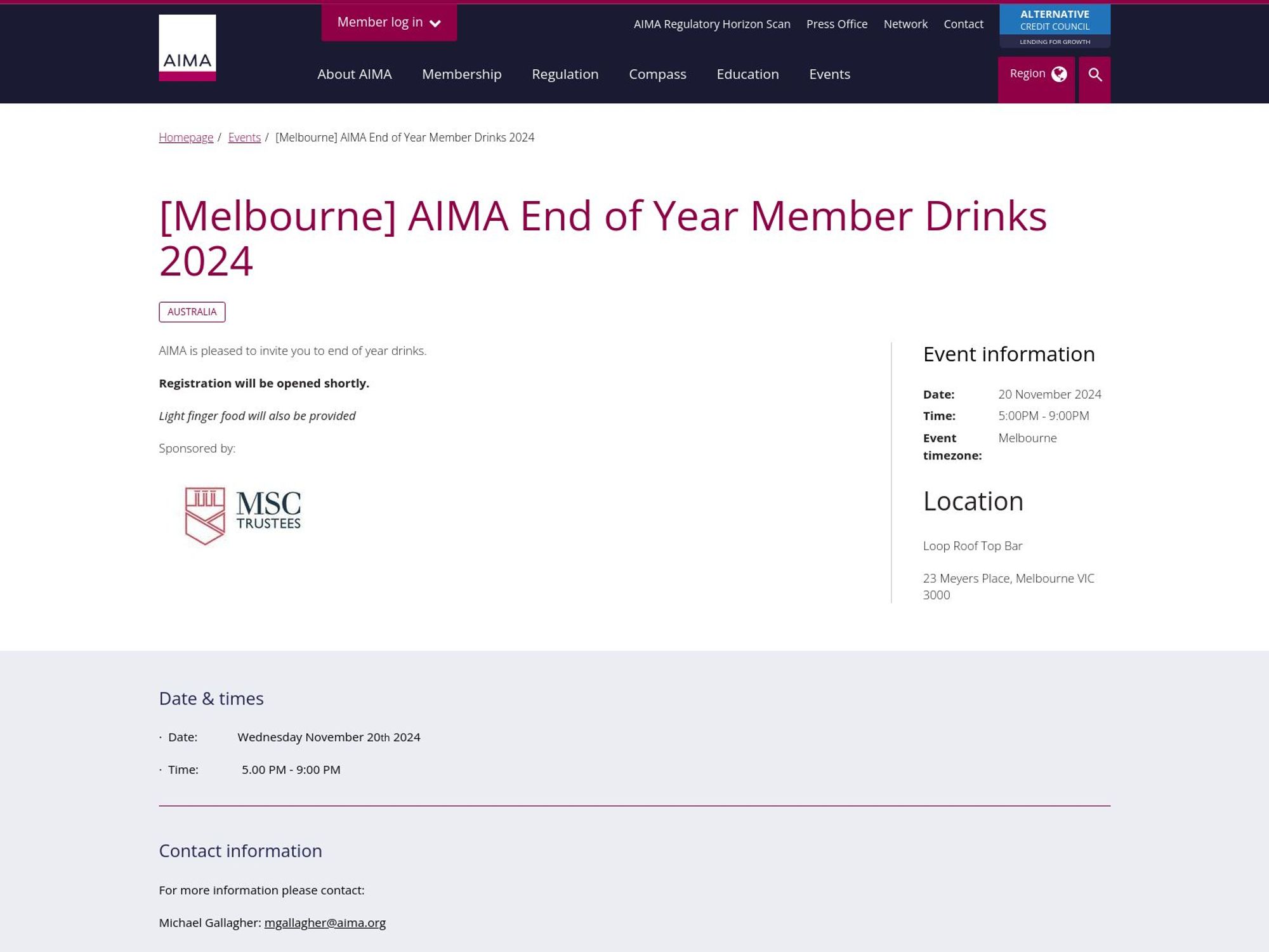 AIMA End of Year Member Drinks 2024 screenshot