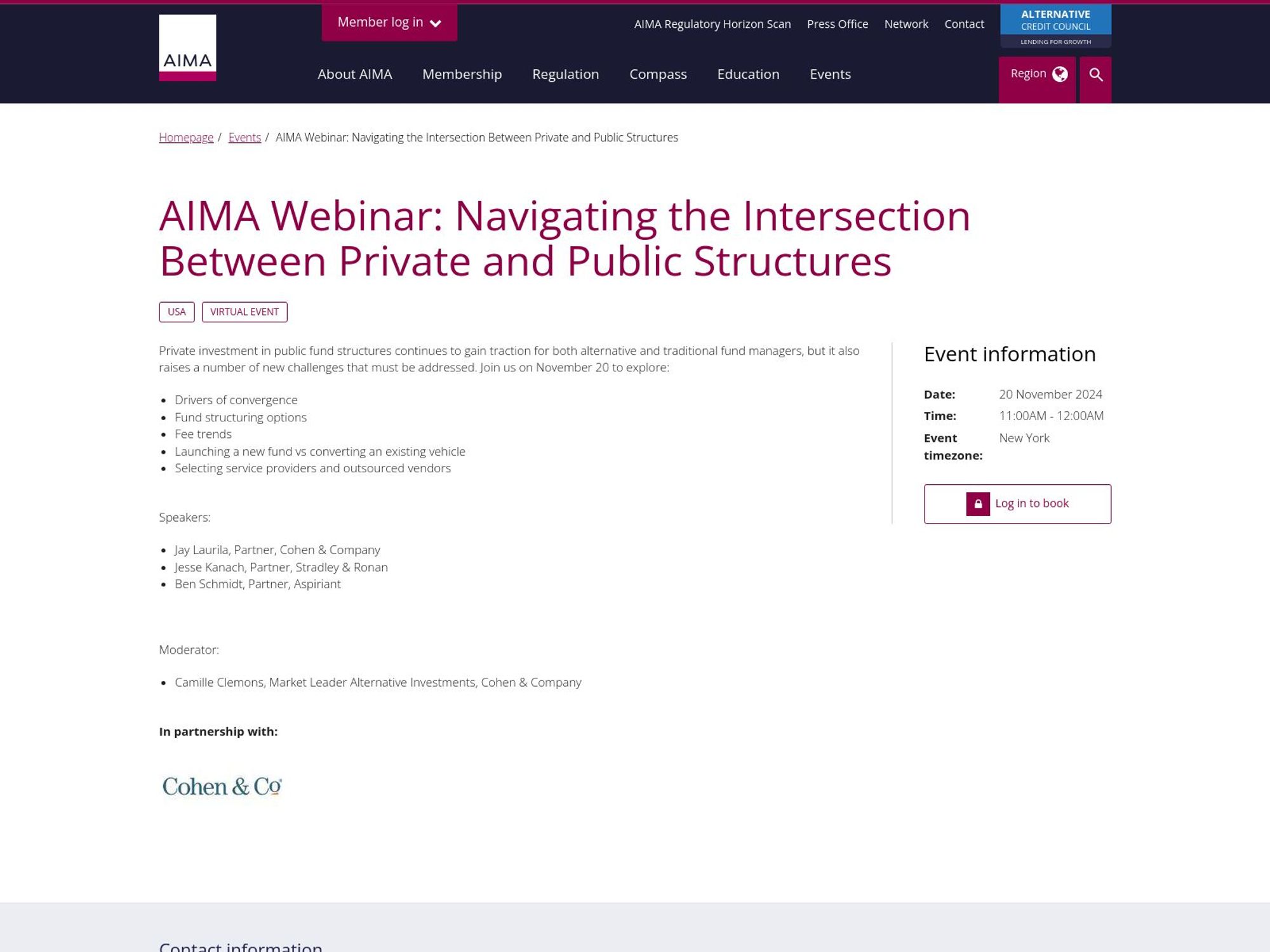 AIMA Webinar: Navigating the Intersection Between Private and Public Structures screenshot