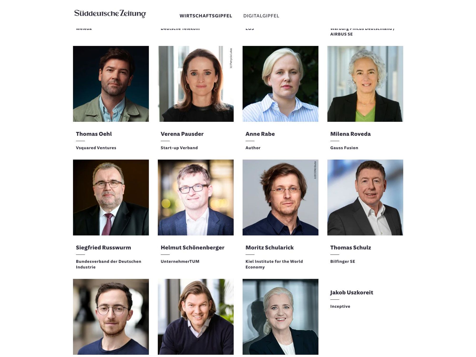 SZ Wirtschaftsgipfel screenshot