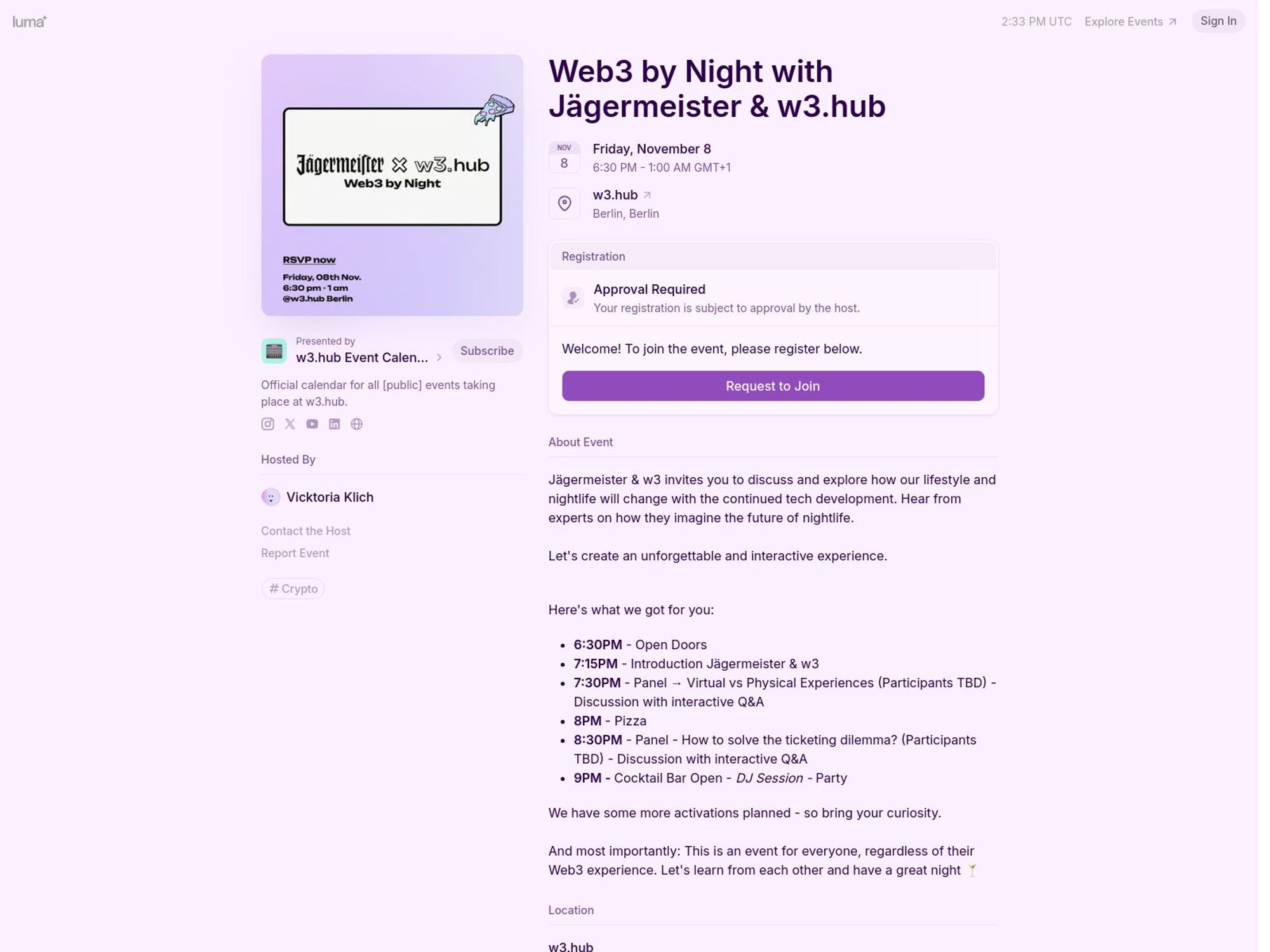 Web3 by Night with Jägermeister & w3.hub screenshot