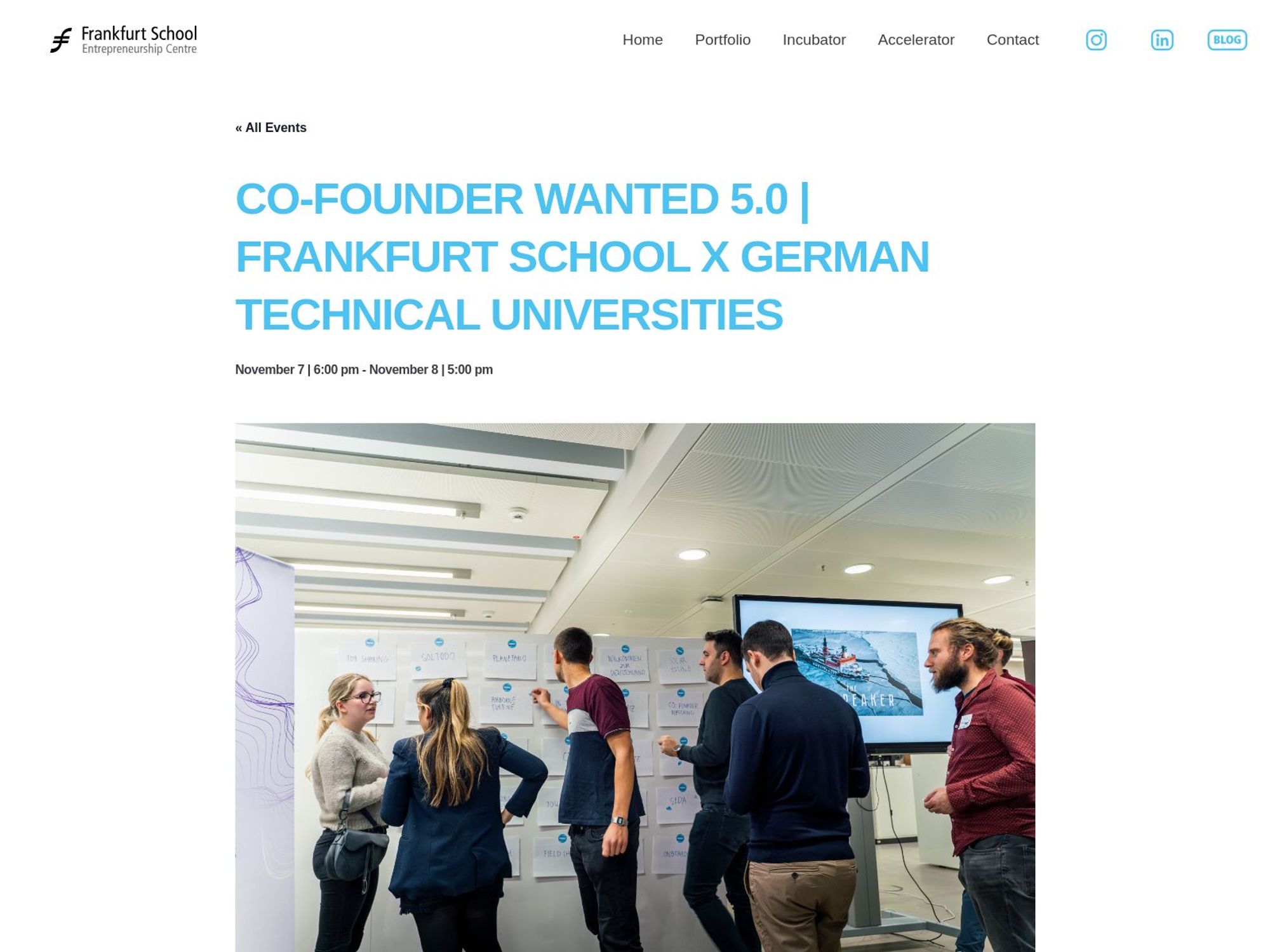 Co-founder wanted event by Frankfurt School Entrepreneurship Centre screenshot