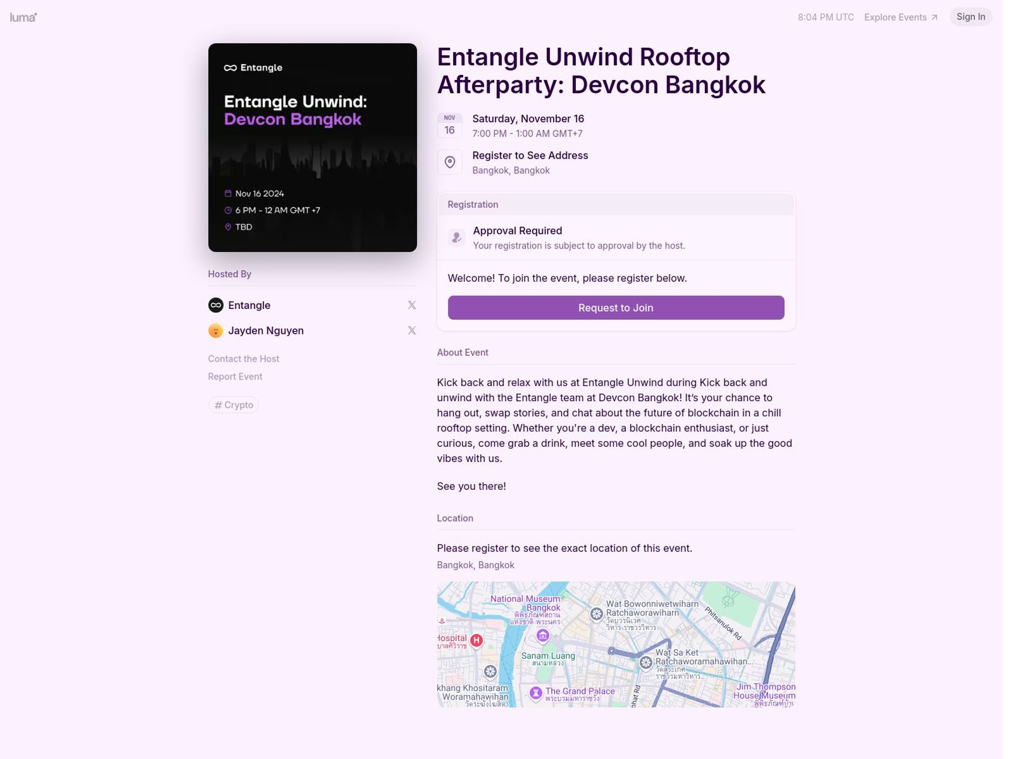 Entangle Unwind Rooftop Afterparty: Devcon Bangkok screenshot
