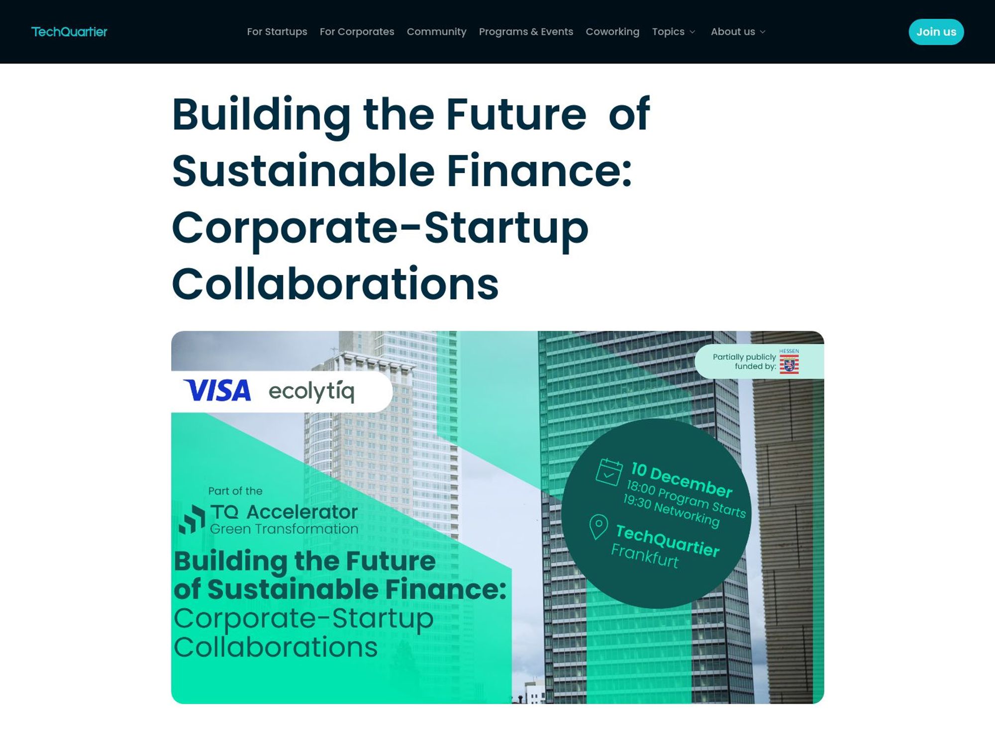 Building the Future of Sustainable Finance: Corporate-Startup Collaborations screenshot