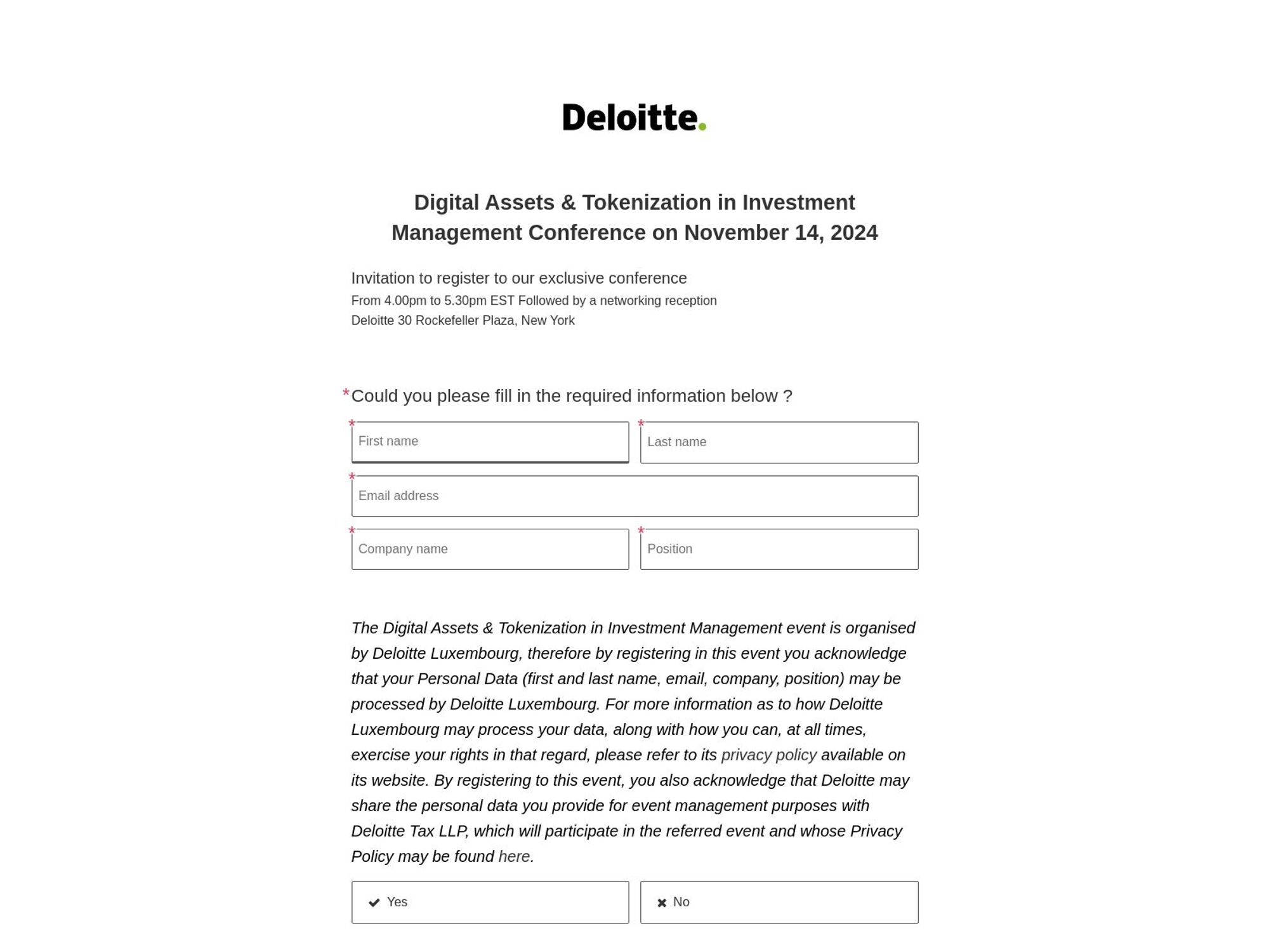 Digital Assets & Tokenization in Investment Management Conference screenshot