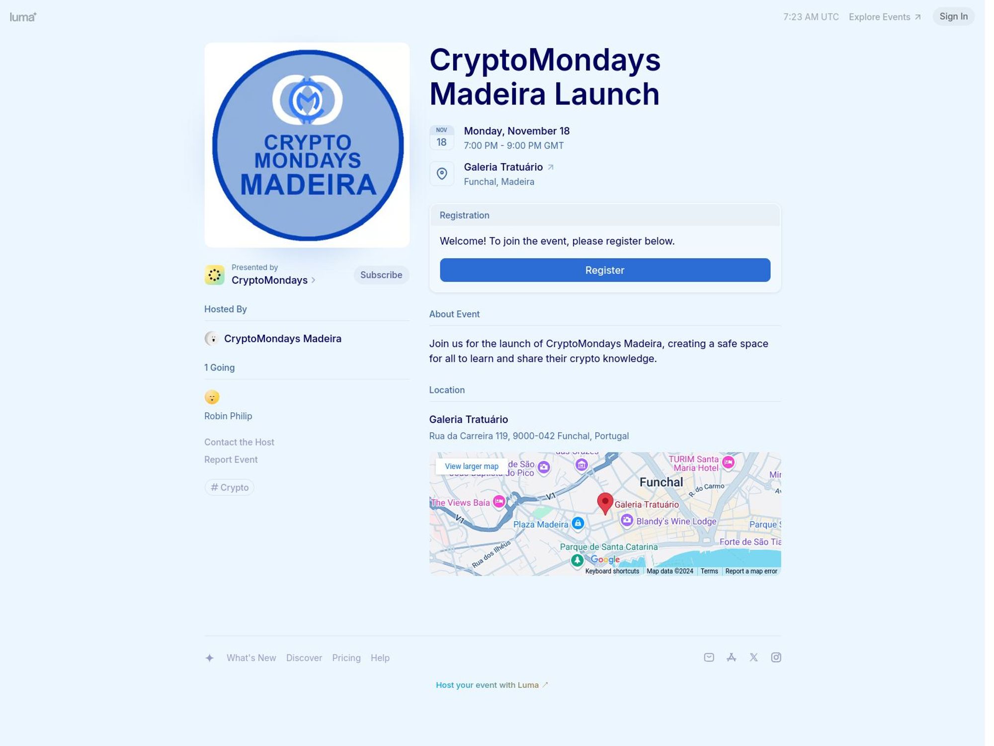 CryptoMondays Madeira Launch screenshot