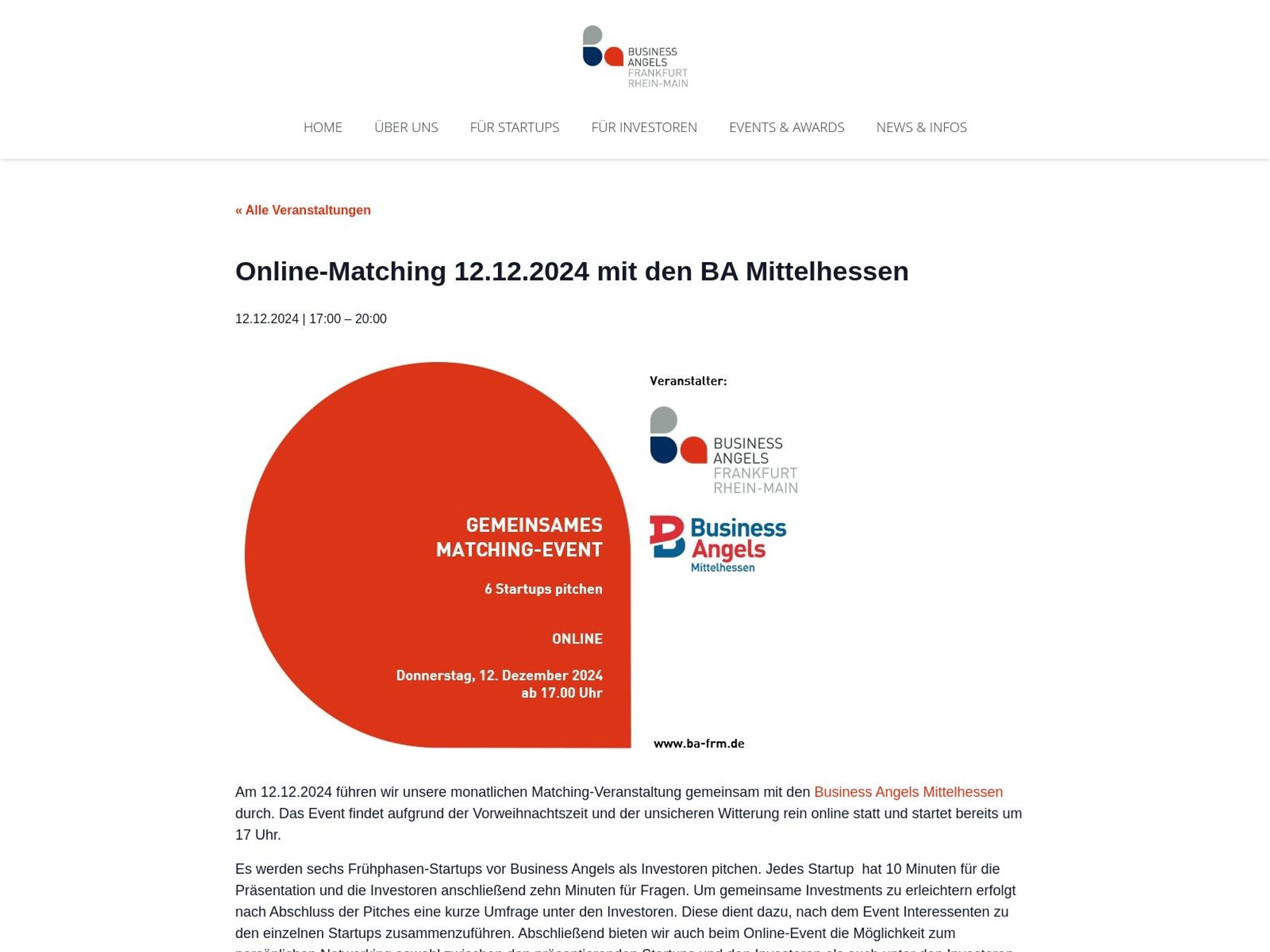Online-Matching 12.12.2024 mit den BA Mittelhessen screenshot