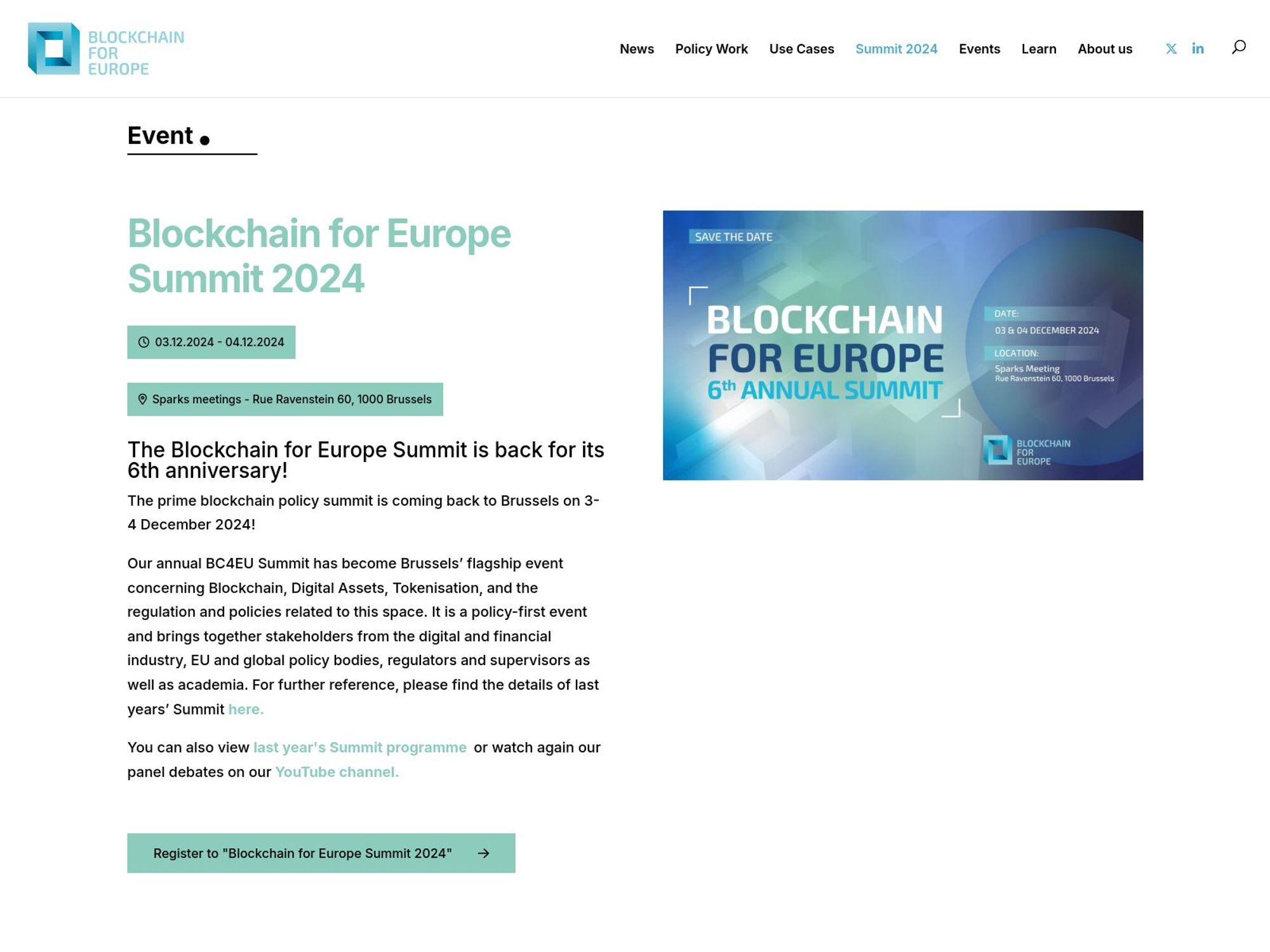 Blockchain for Europe Summit 2024 screenshot