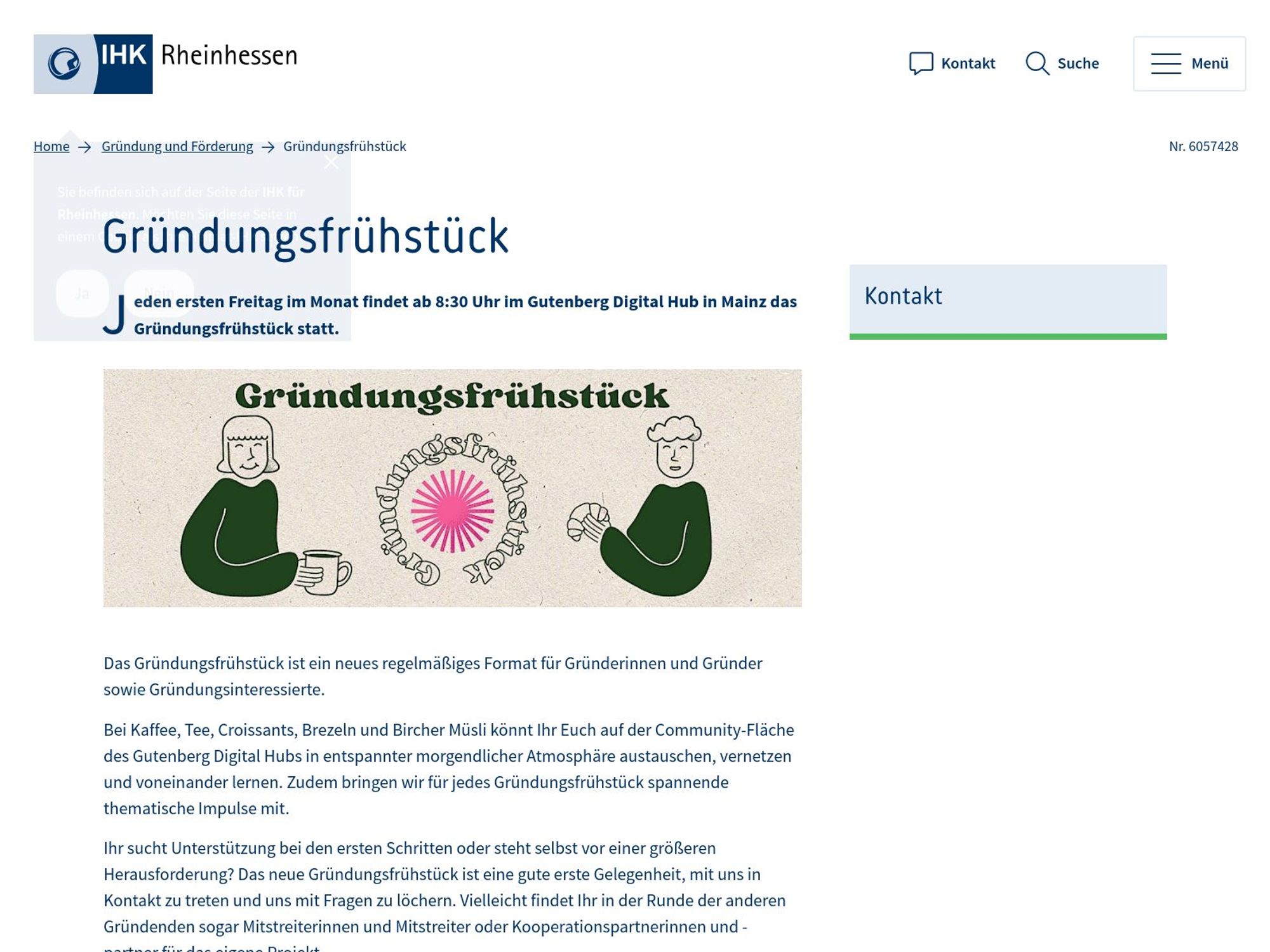 Gründungsfrühstück Mainz screenshot