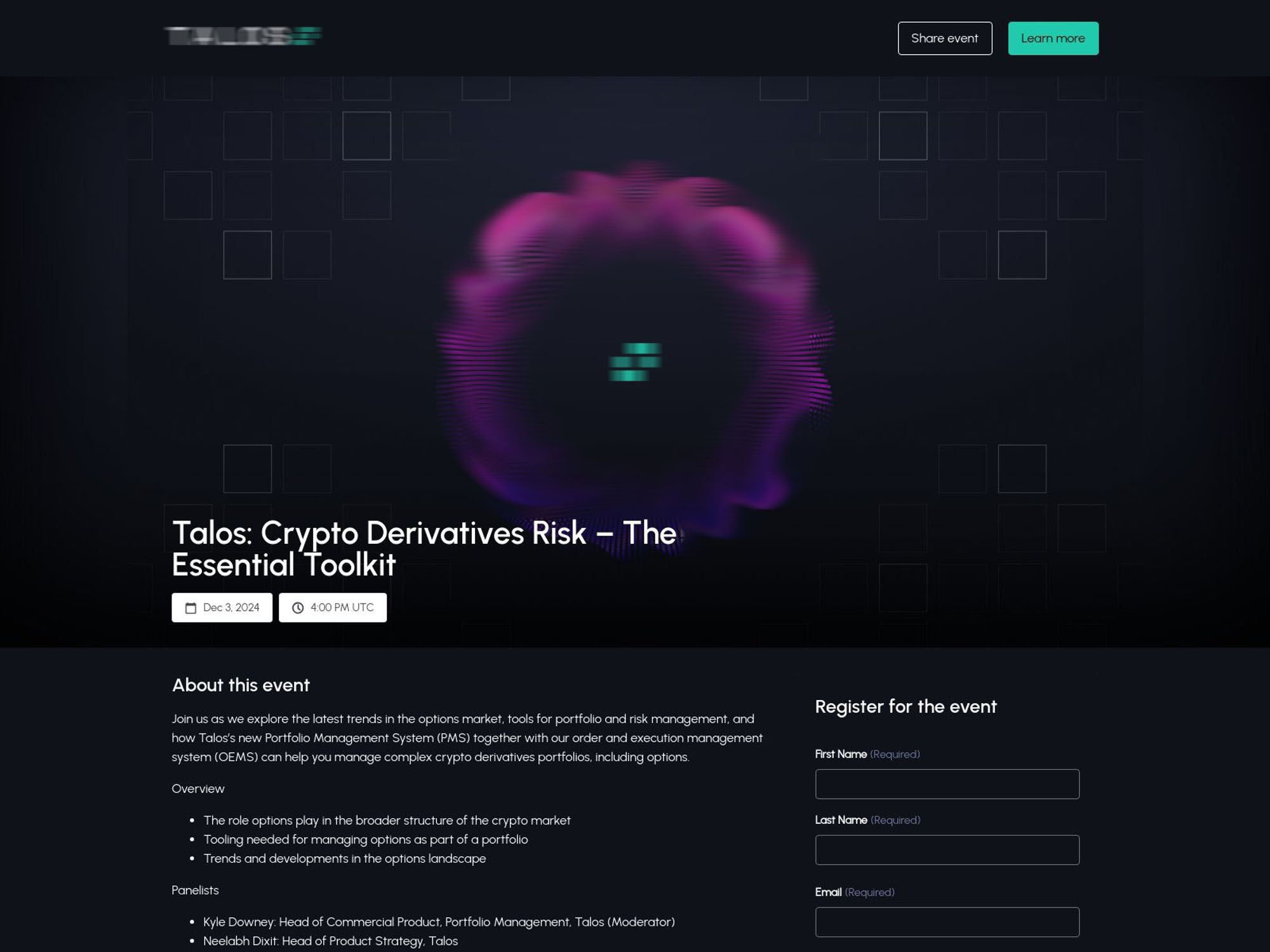 Talos: Crypto Derivatives Risk – The Essential Toolkit screenshot