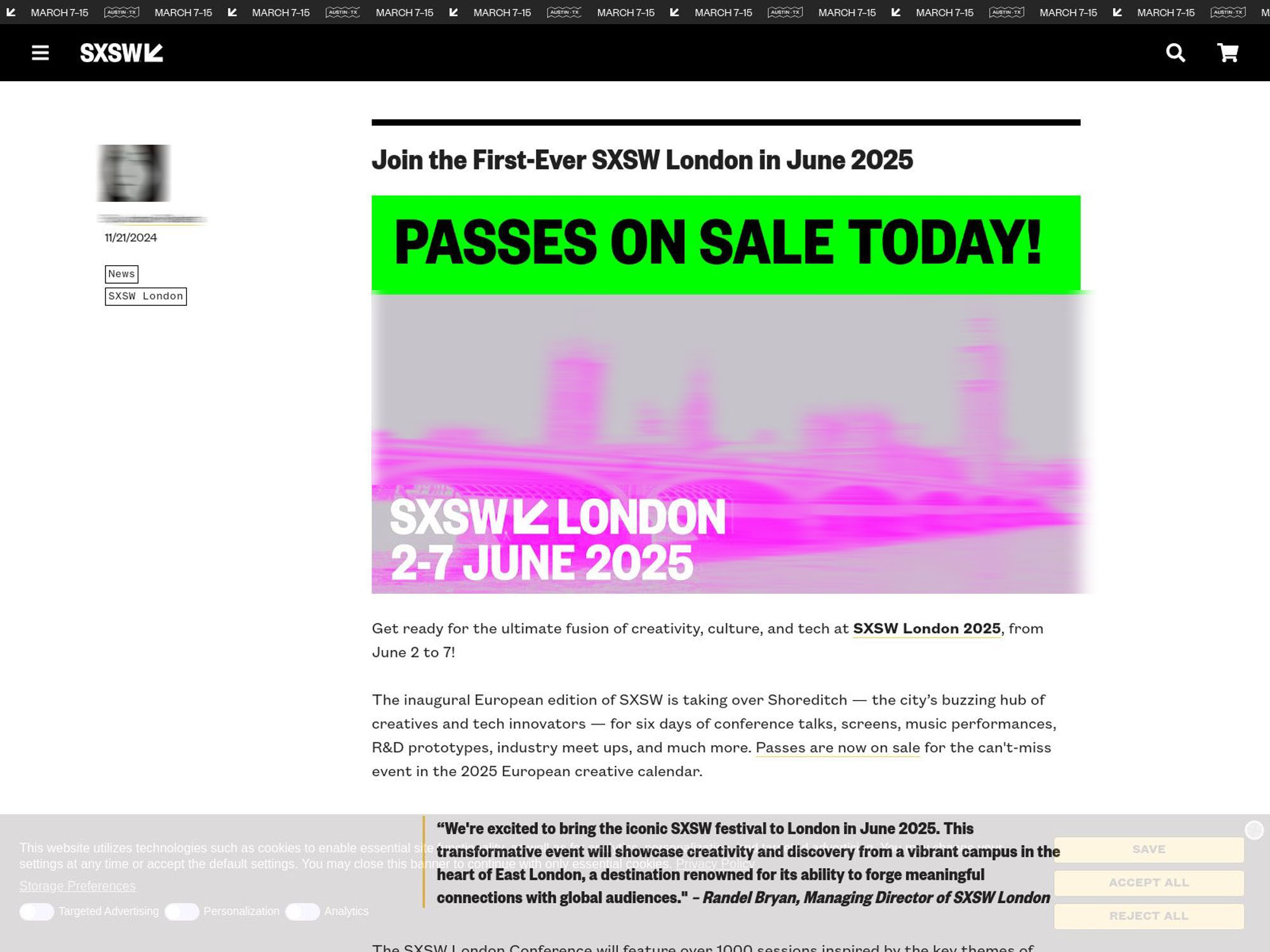 SXSW London 2025 - South by Southwest screenshot