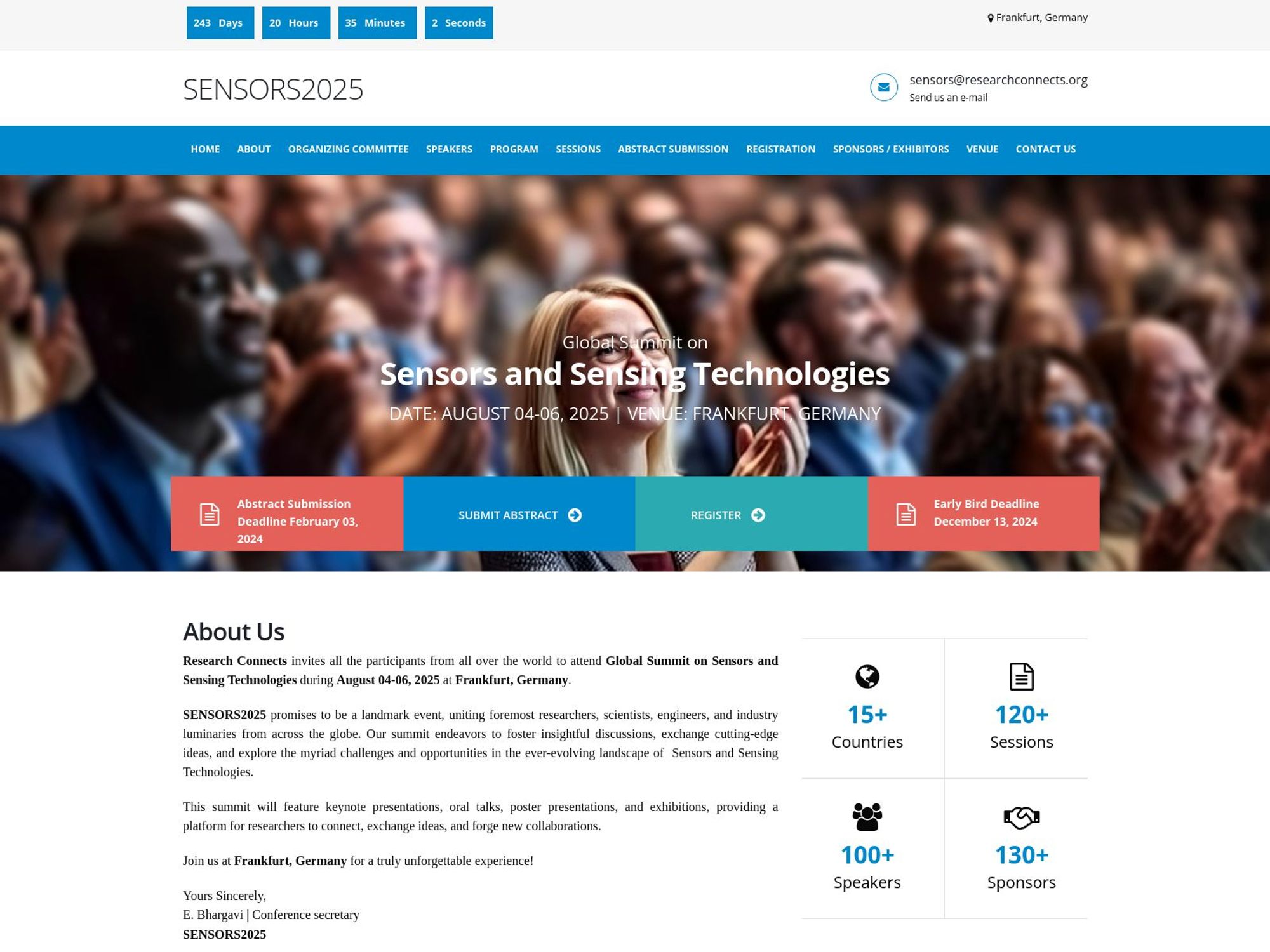 Global Summit on Sensors and Sensing Technologies website