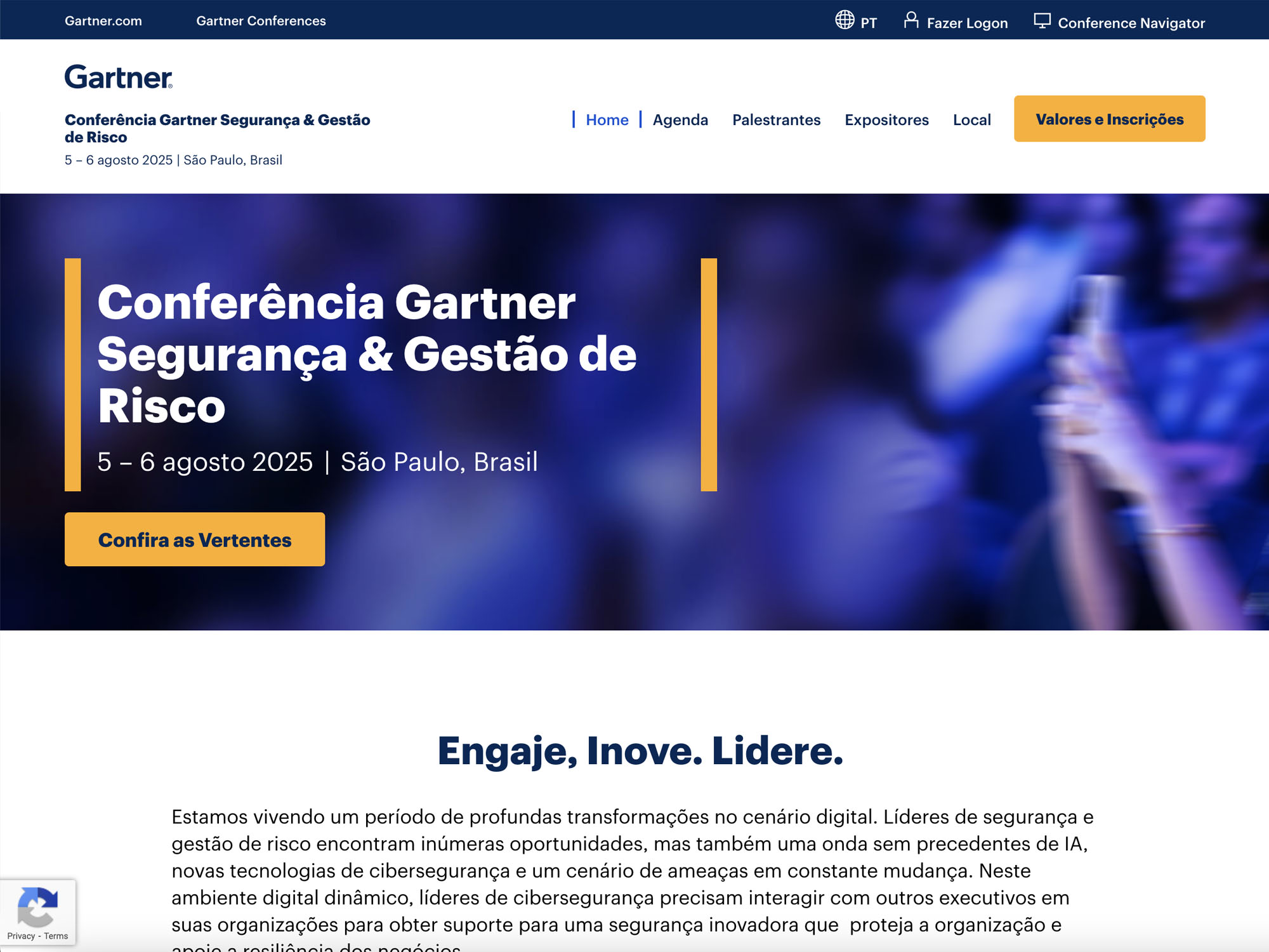 Conferência Gartner Segurança & Gestão de Risco website