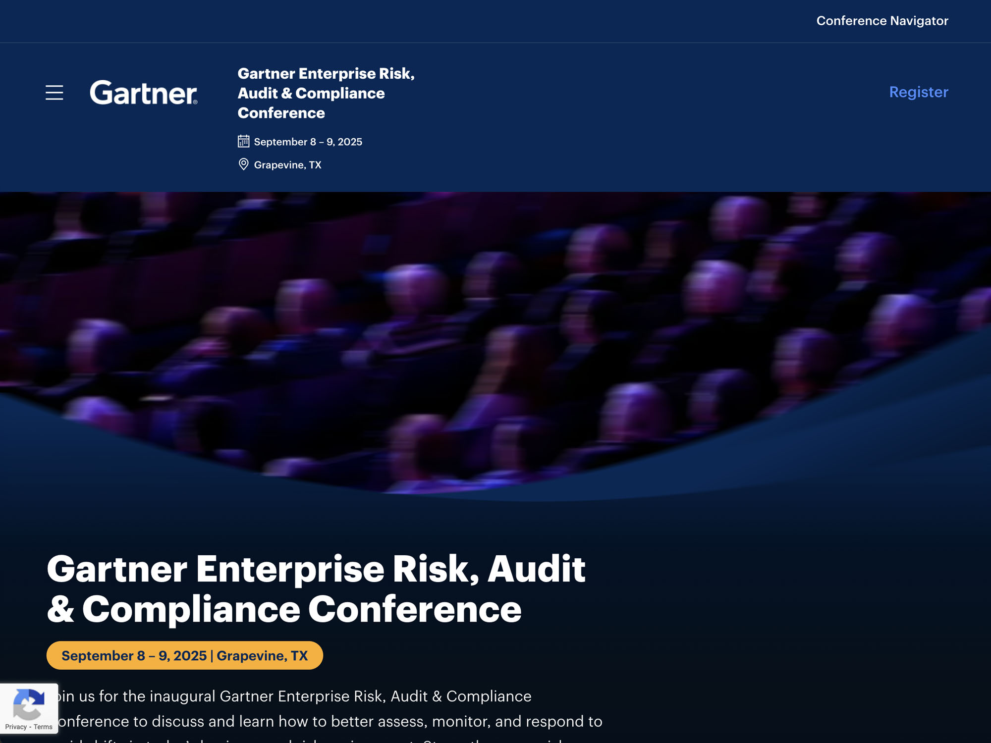 Gartner Enterprise Risk, Audit & Compliance Conference website