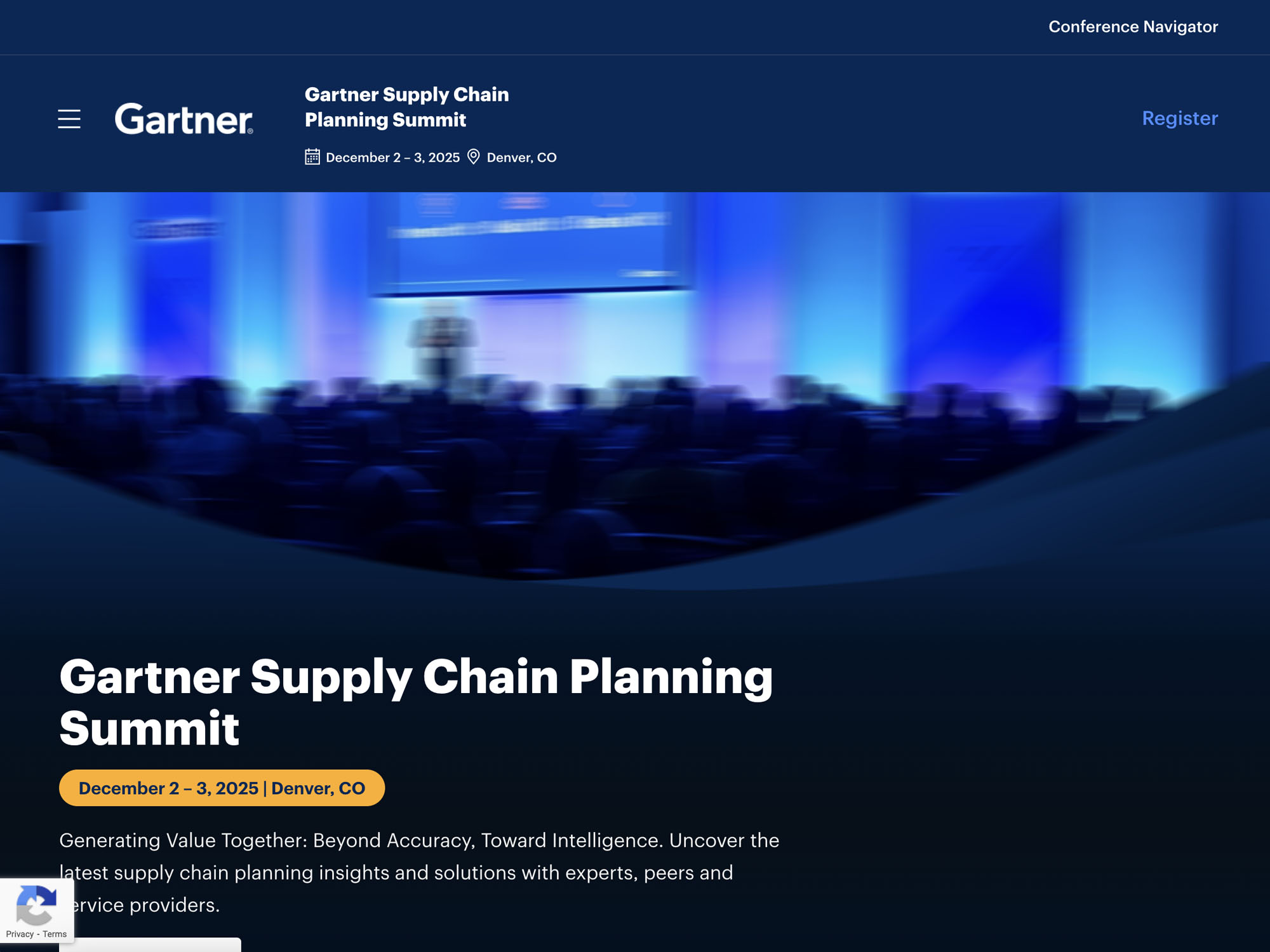 Gartner Supply Chain Planning Summit website
