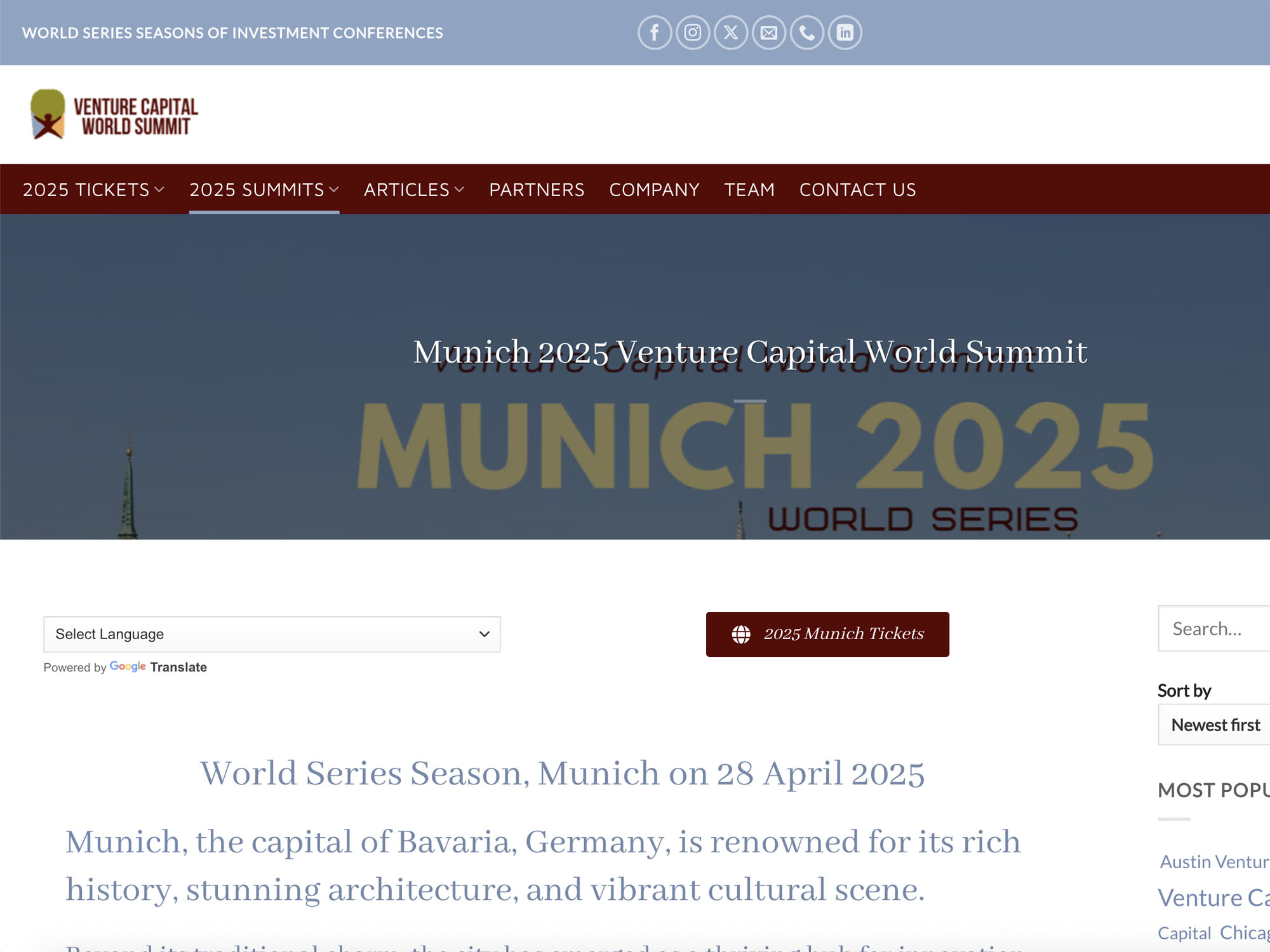 Munich 2025 Venture Capital World Summit screenshot