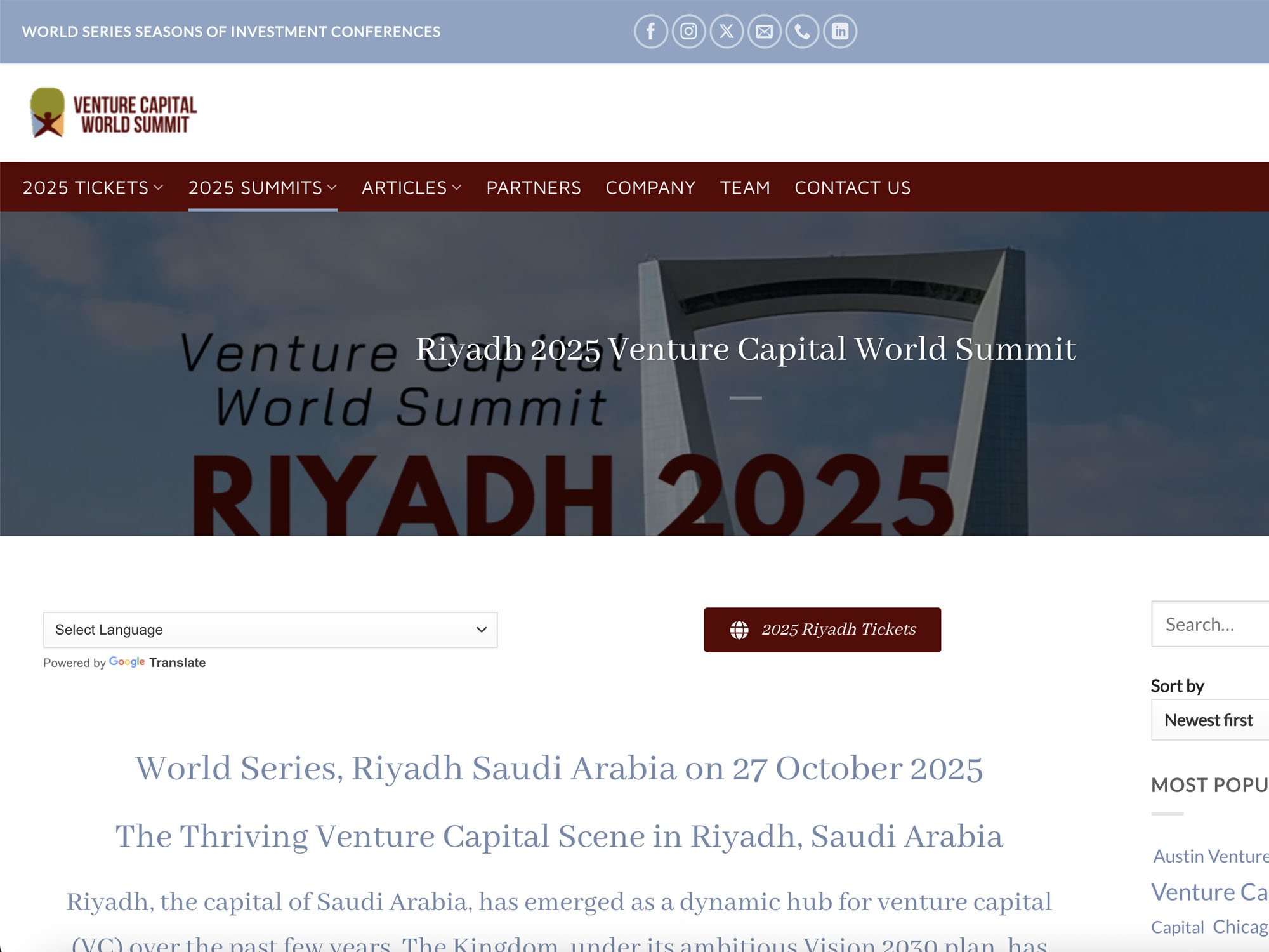 Riyadh 2025 Venture Capital World Summit screenshot