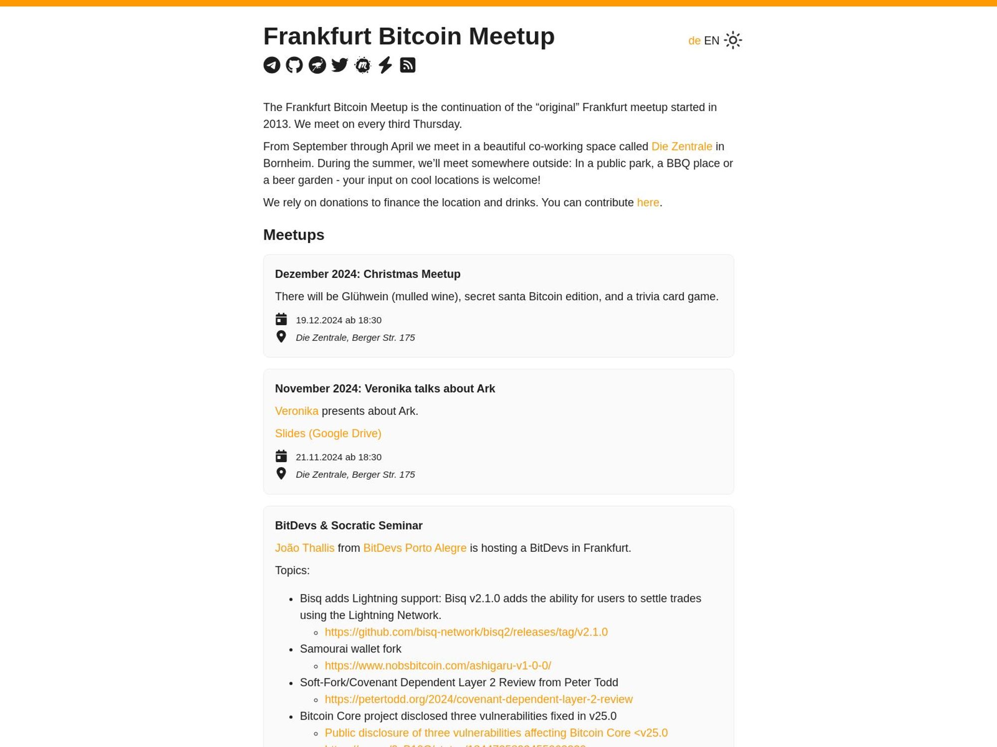 Frankfurt Bitcoin Meetup July 2025 website