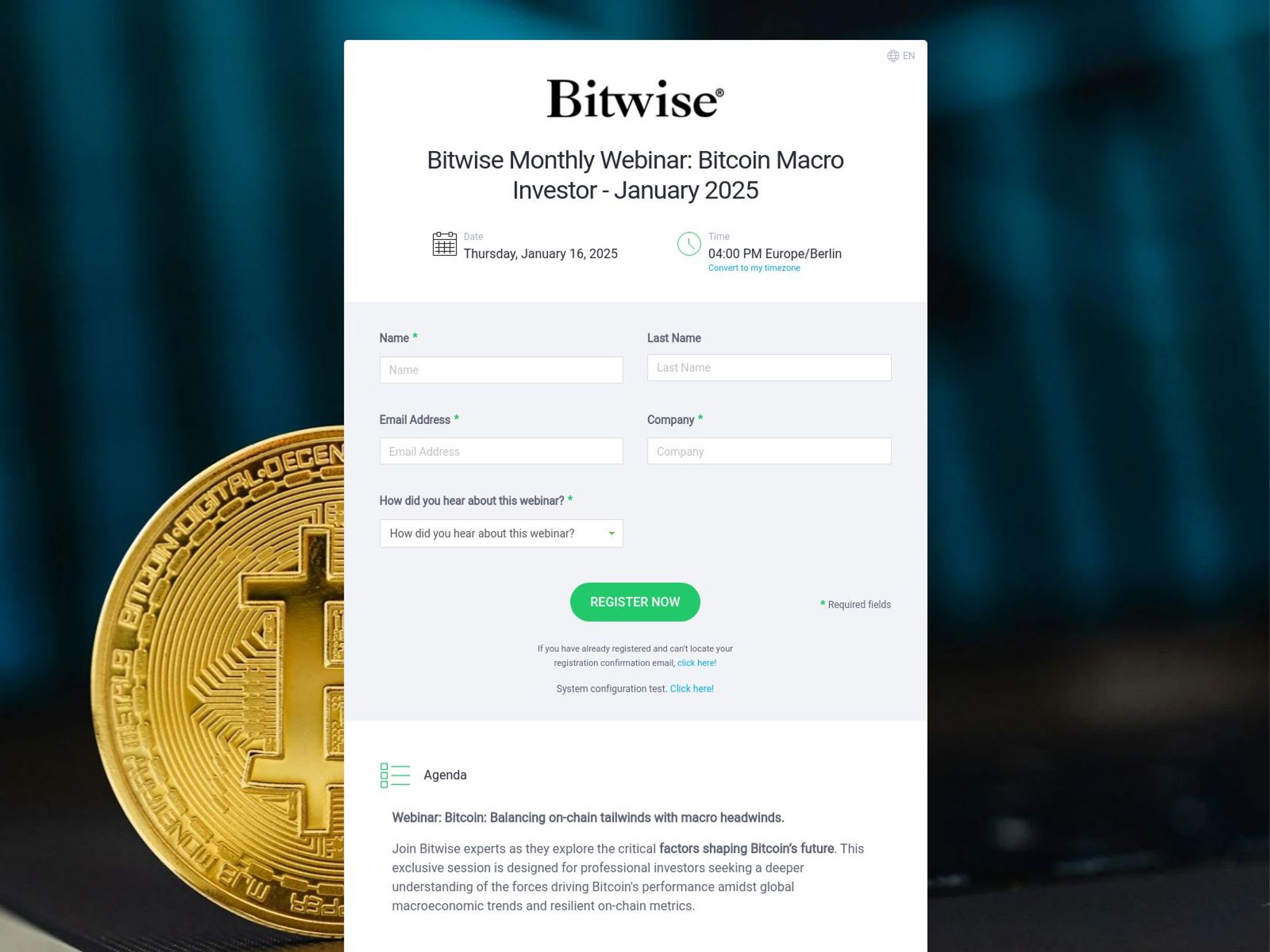 Bitwise Monthly Webinar: Bitcoin Macro Investor - January 2025 screenshot