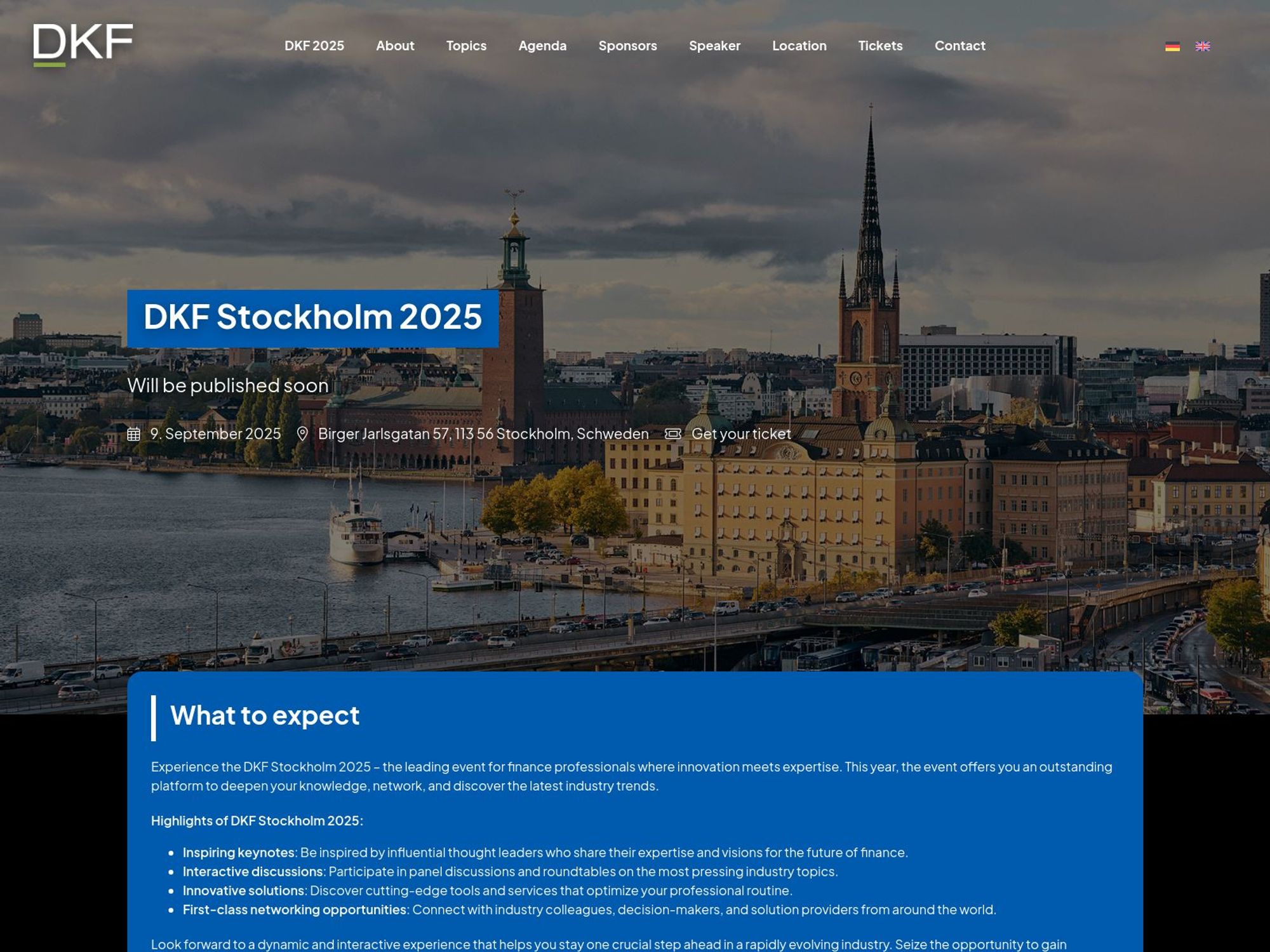 DKF Stockholm 2025 website