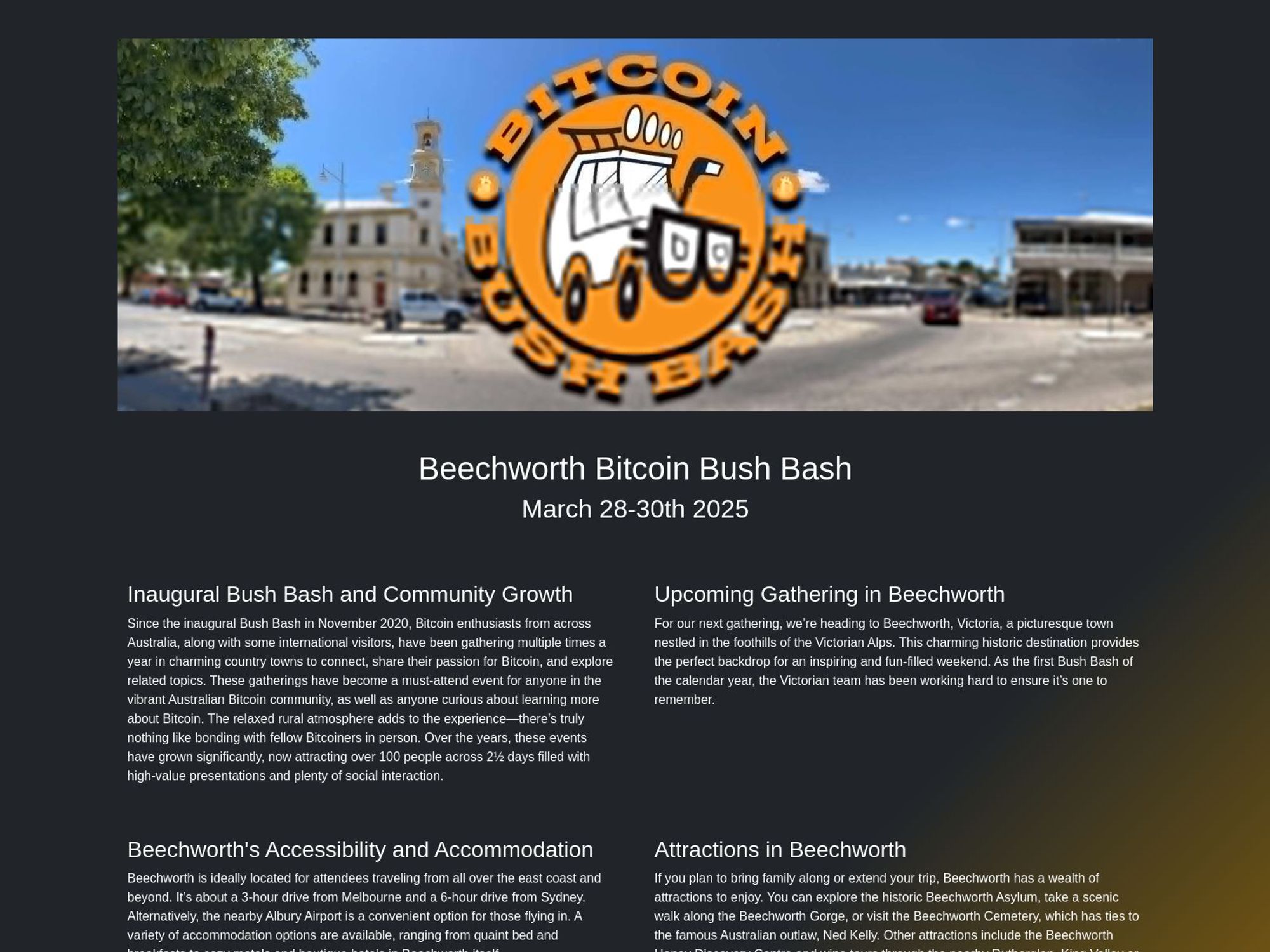 Beechworth Bitcoin Bush Bash 2025 screenshot