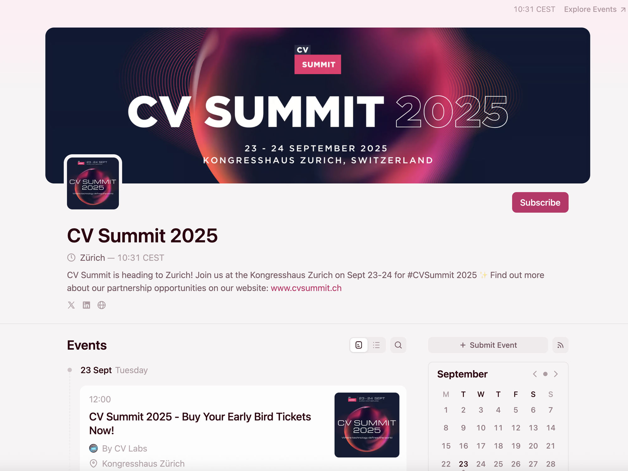 CV Summit 2025 website