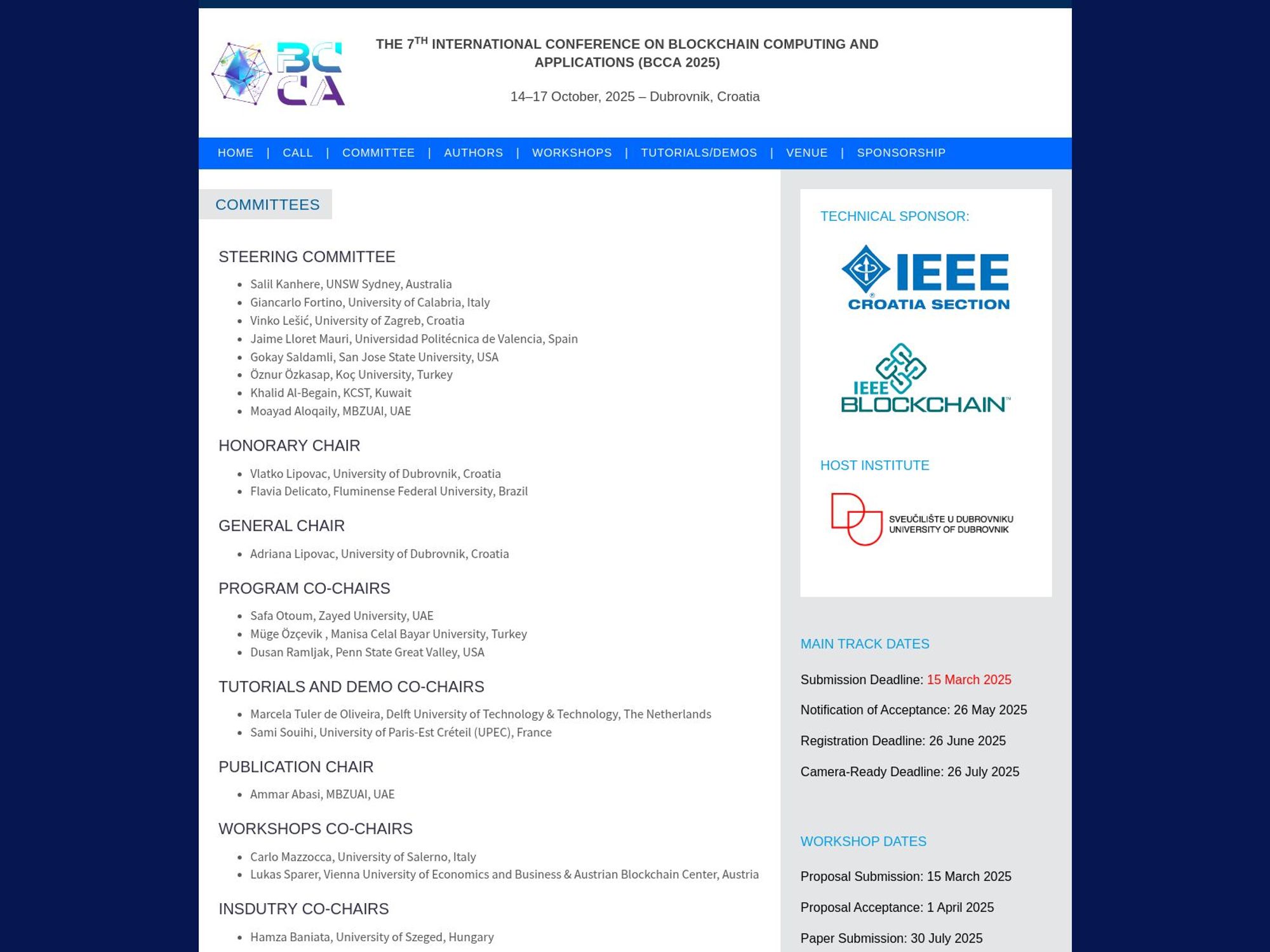 BCCA 2025 - The 7th International Conference on Blockchain Computing and Applications website