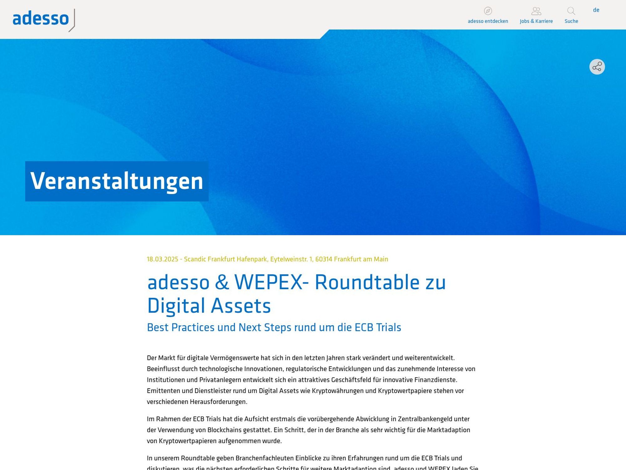 adesso & WEPEX- Roundtable zu Digital Assets screenshot