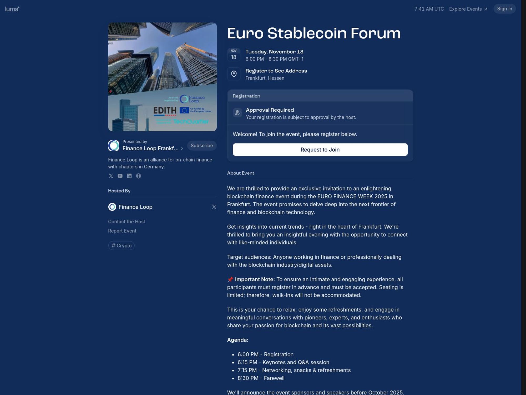 Euro Stablecoin Forum website