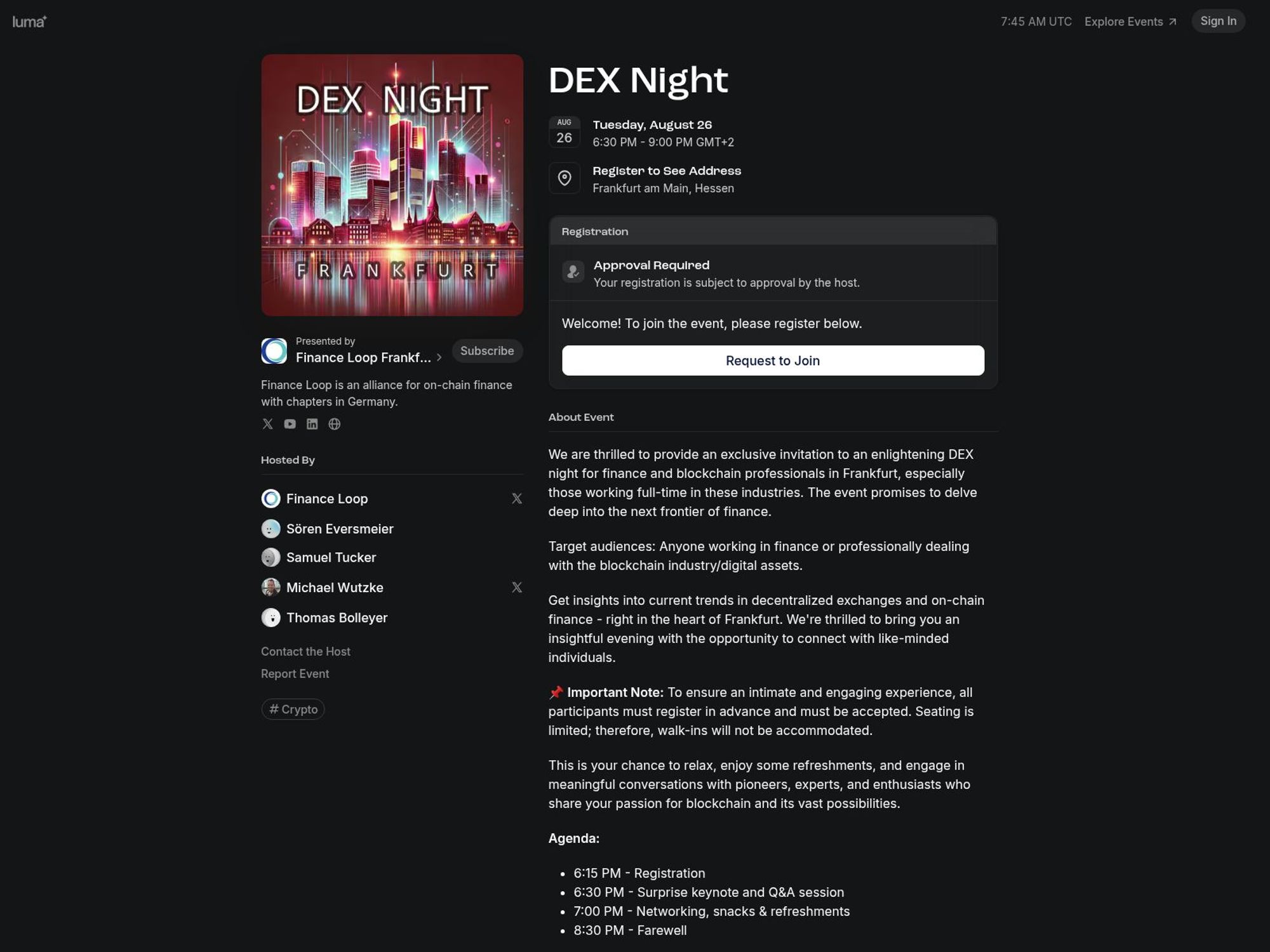 DEX Night website