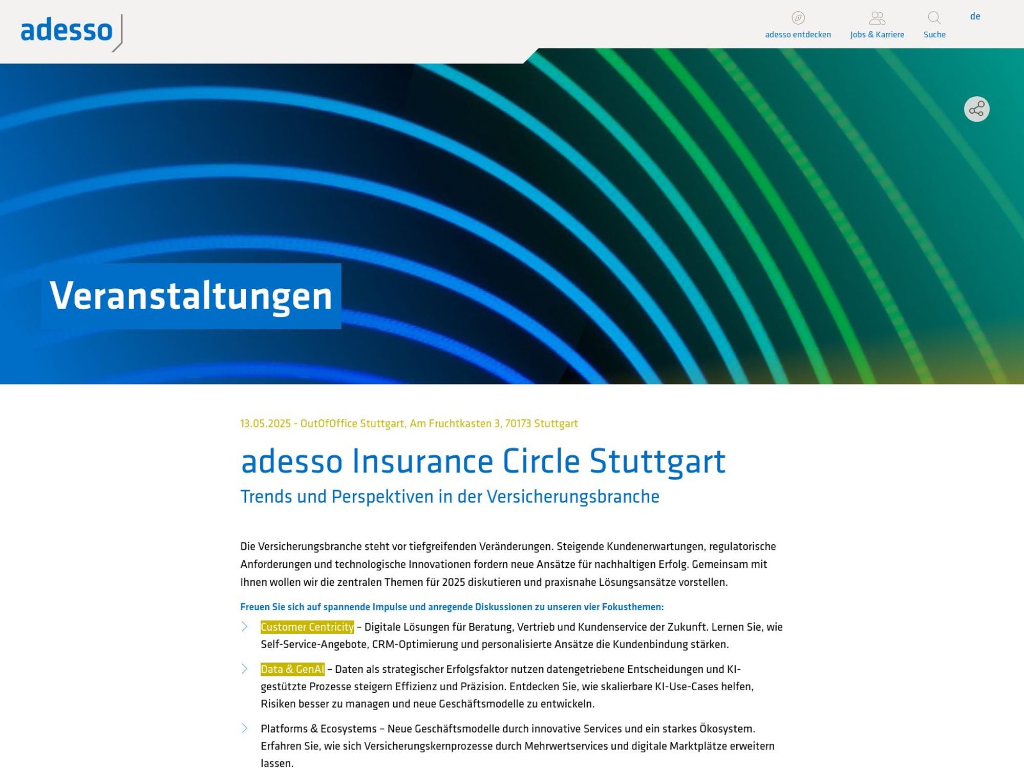 adesso Insurance Circle Stuttgart screenshot