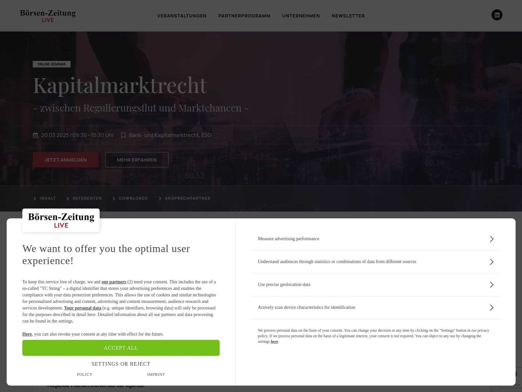 Online-Seminar Kapitalmarktrecht screenshot
