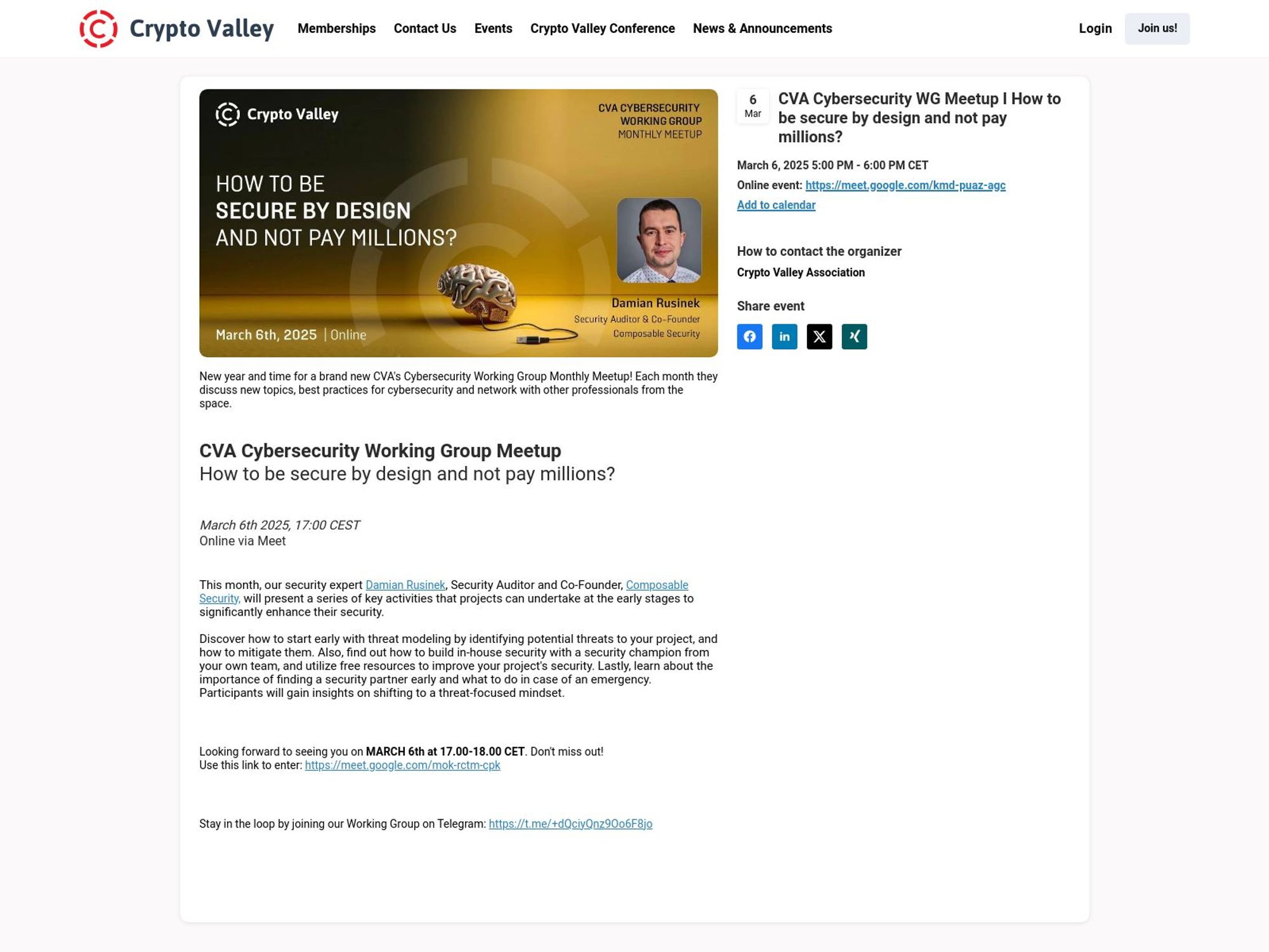 CVA Cybersecurity WG Meetup I How to be secure by design and not pay millions? screenshot