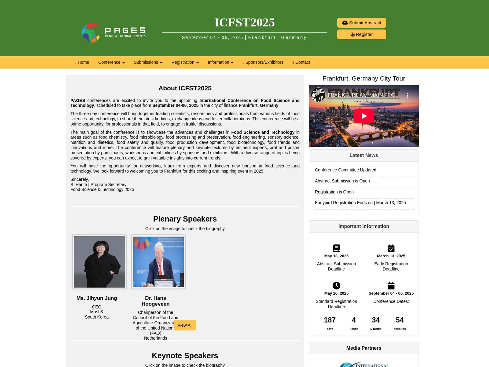 International Conference on Food Science and Technology website