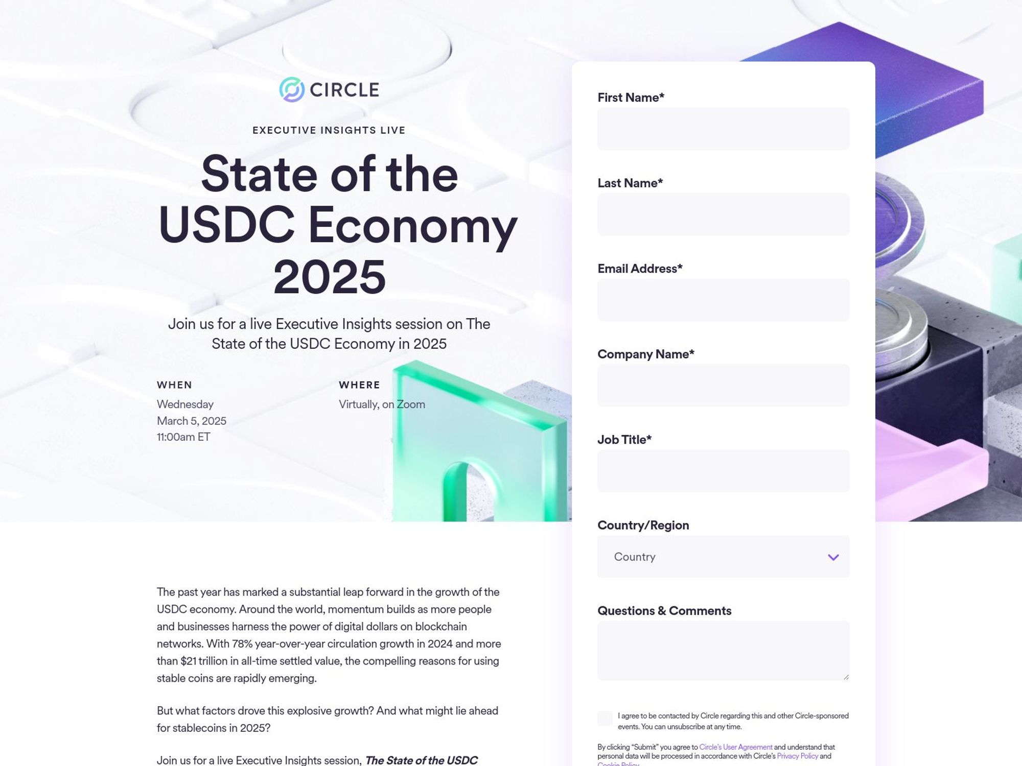 Circle Executive Insighte Live: State of the USDC Economy 2025 screenshot