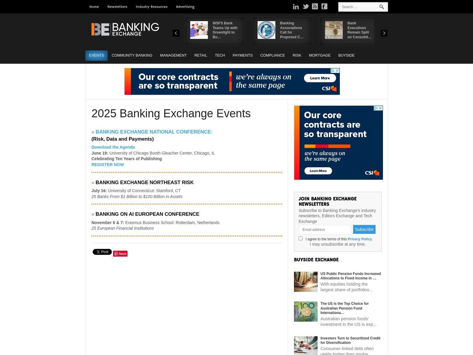 Banking Exchange Northeast Risk screenshot