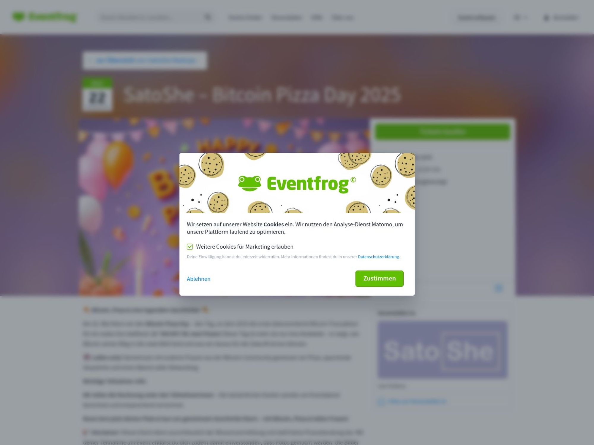 SatoShe – Bitcoin Pizza Day 2025 screenshot