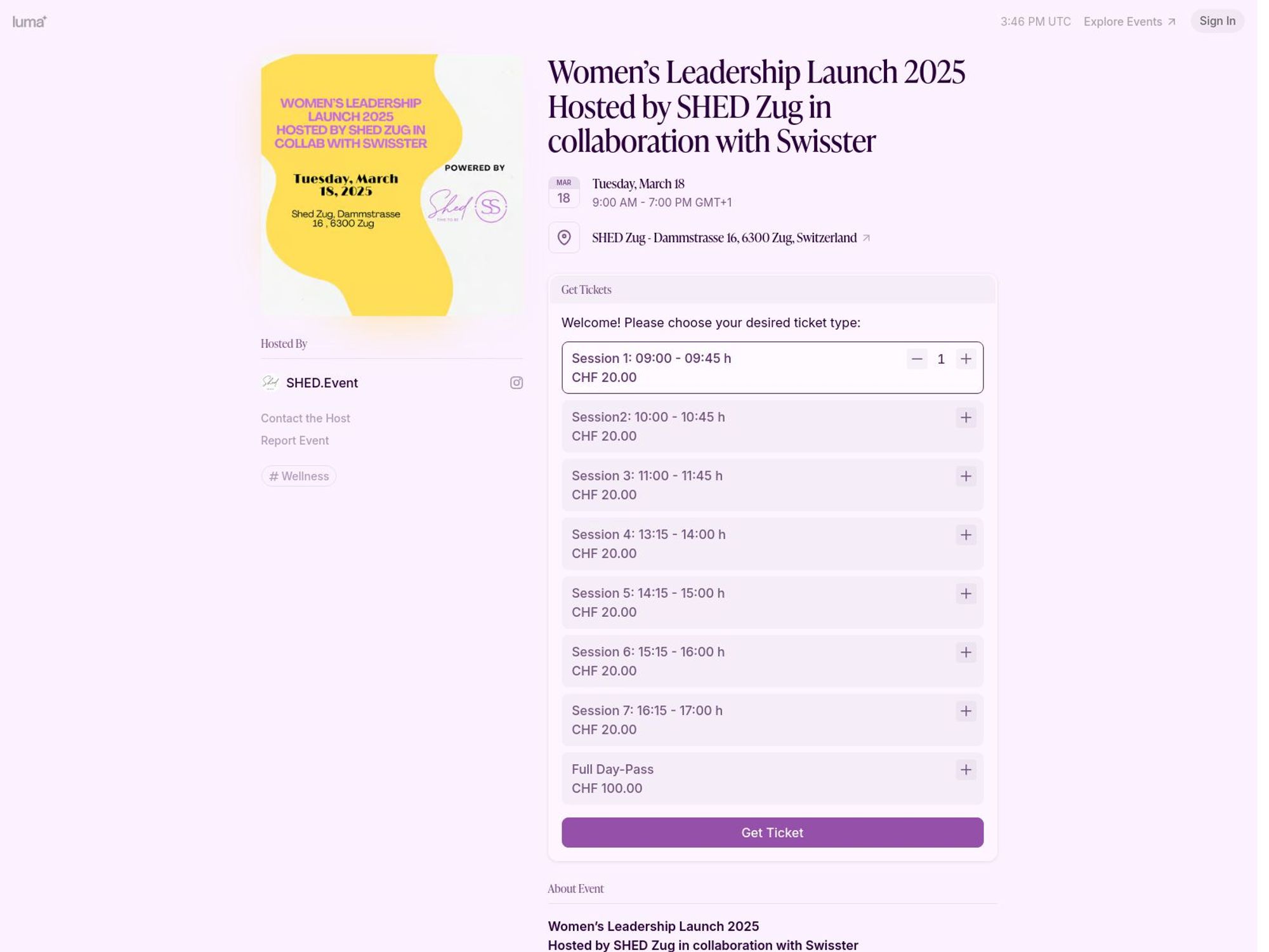 Women’s Leadership Launch 2025 Hosted by SHED Zug in collaboration with Swisster screenshot