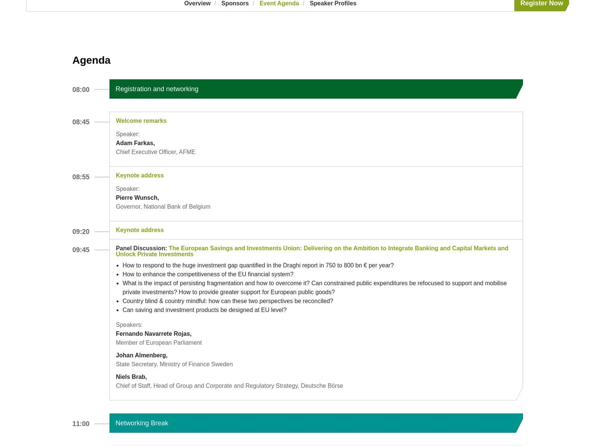 AFME's 5th Annual European Financial Integration Conference screenshot