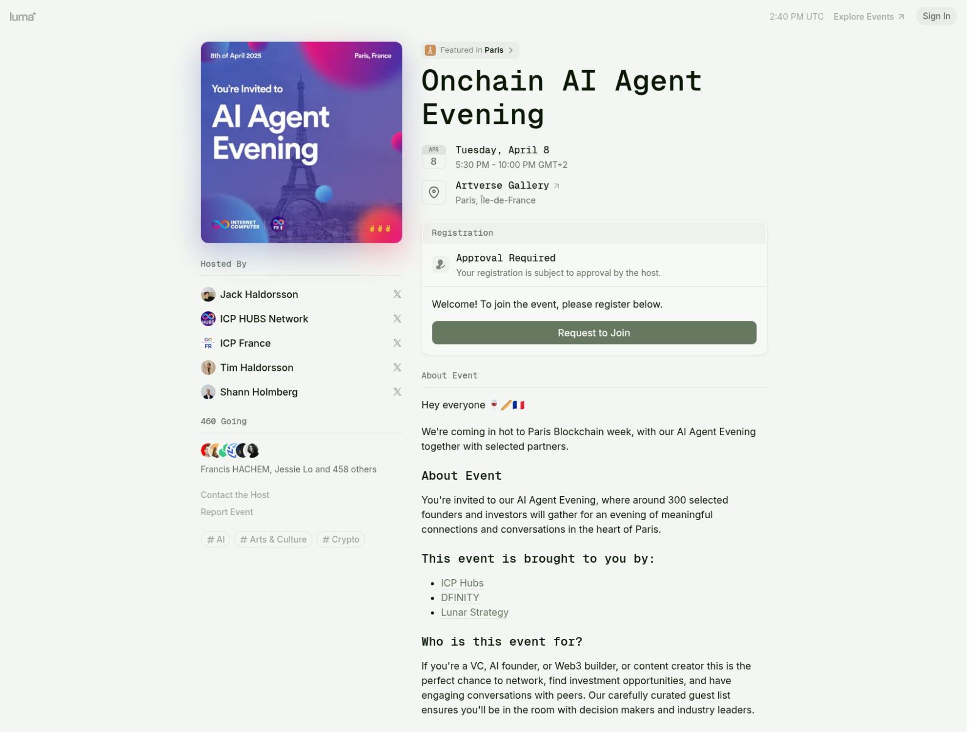 Onchain AI Agent Evening screenshot
