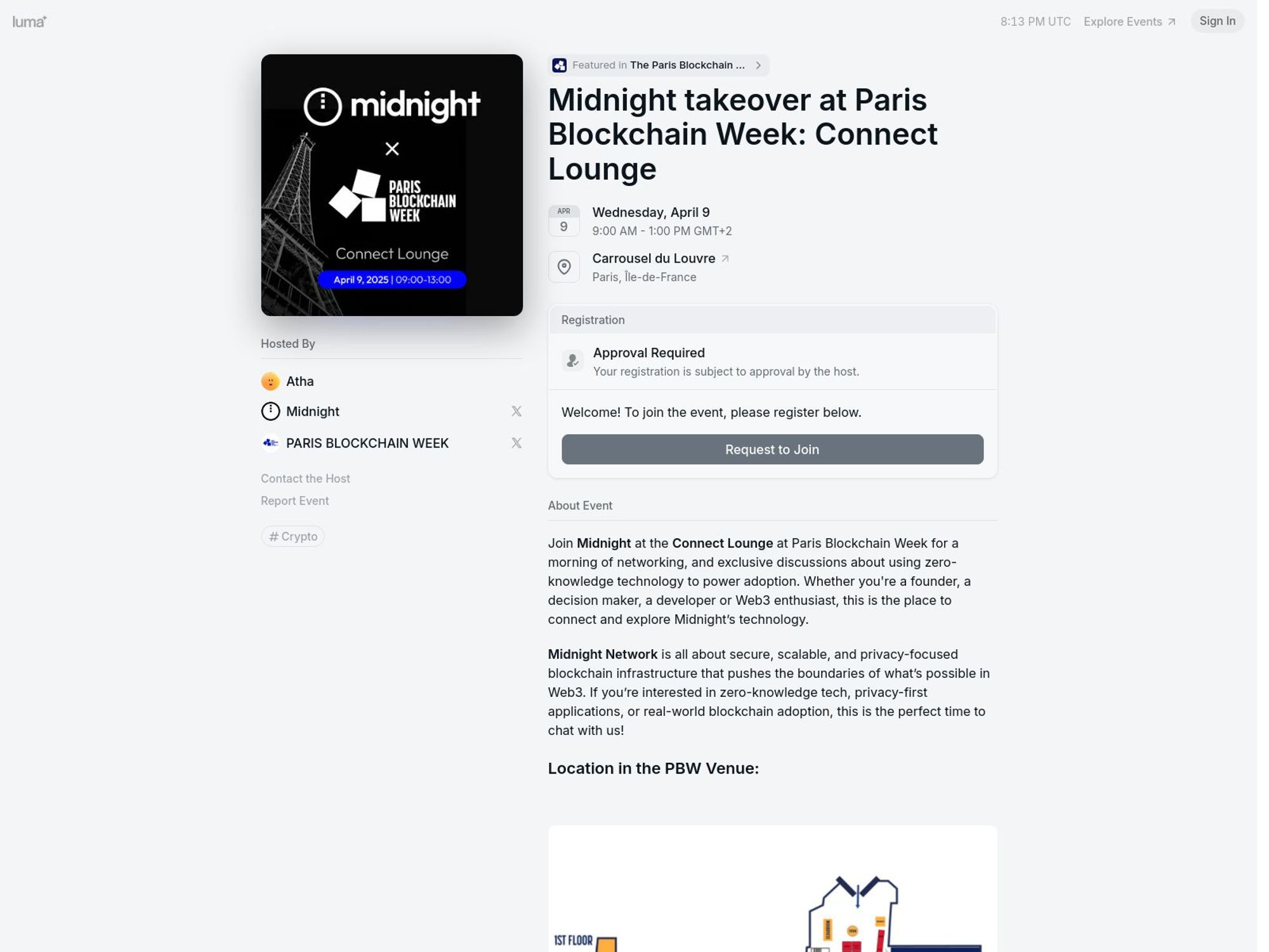 Midnight takeover at Paris Blockchain Week: Connect Lounge screenshot